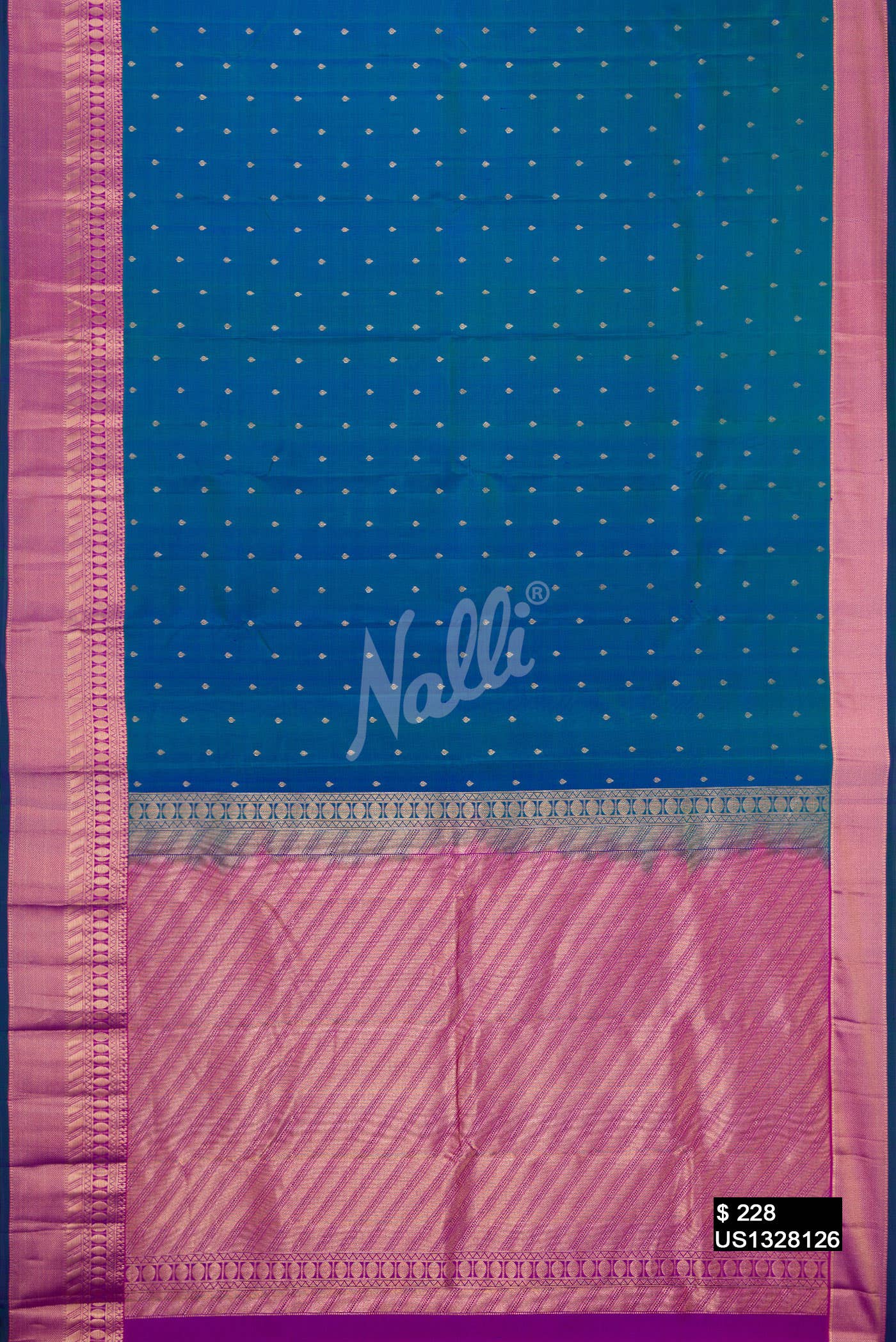 Peacock Blue Kanchipuram Silk Saree
