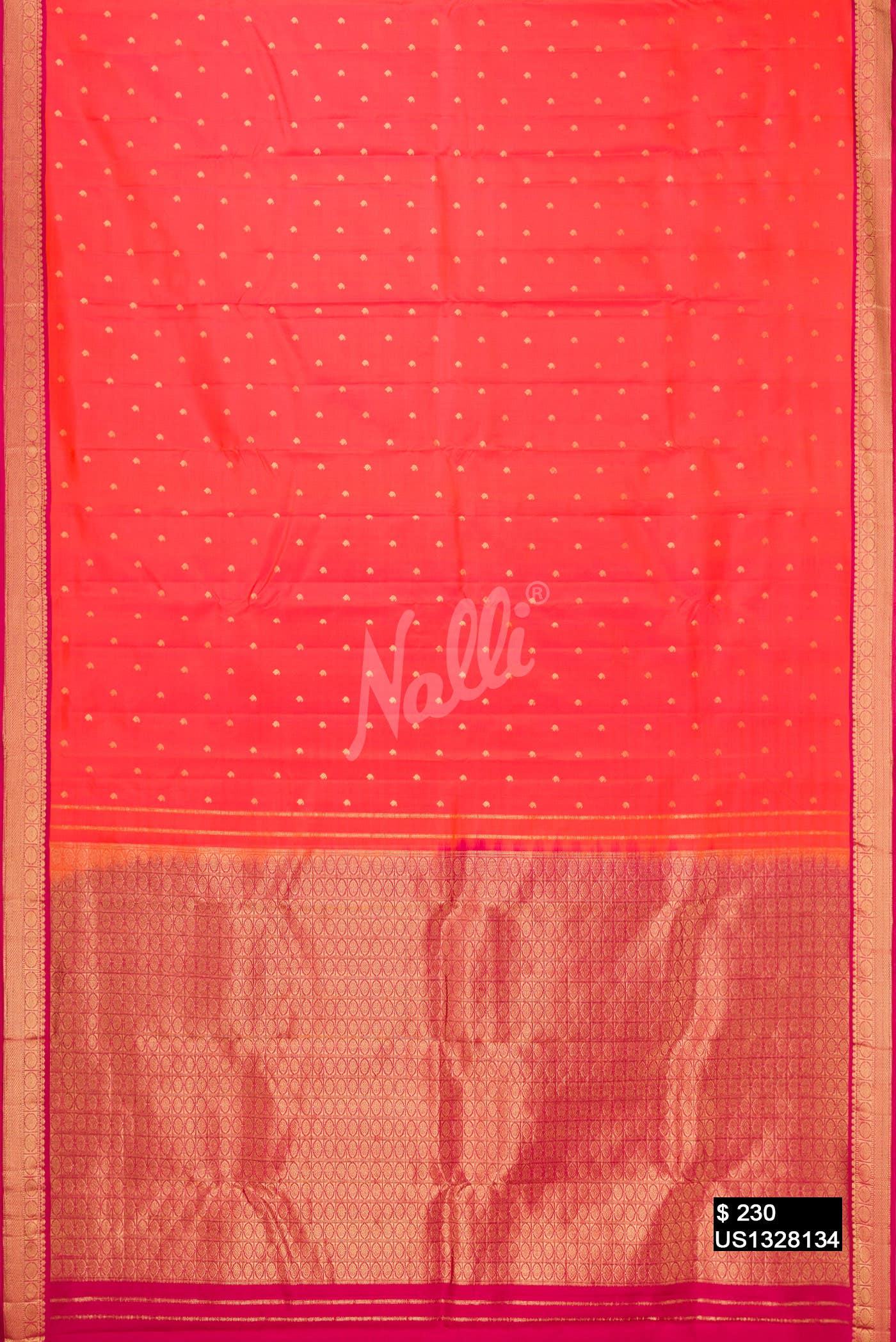 Orange Kanchipuram Silk Saree