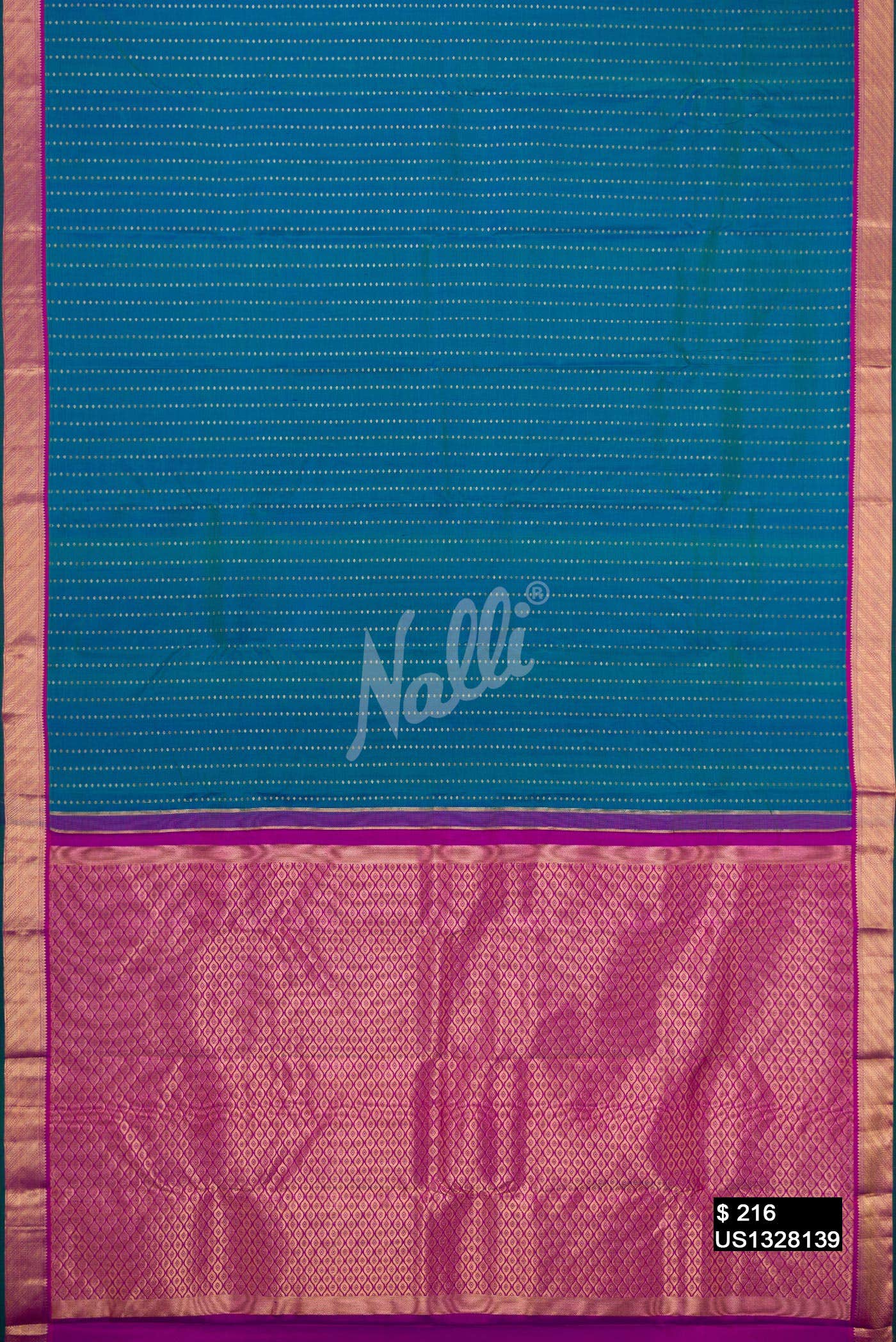Peacock Blue Kanchipuram Silk Saree