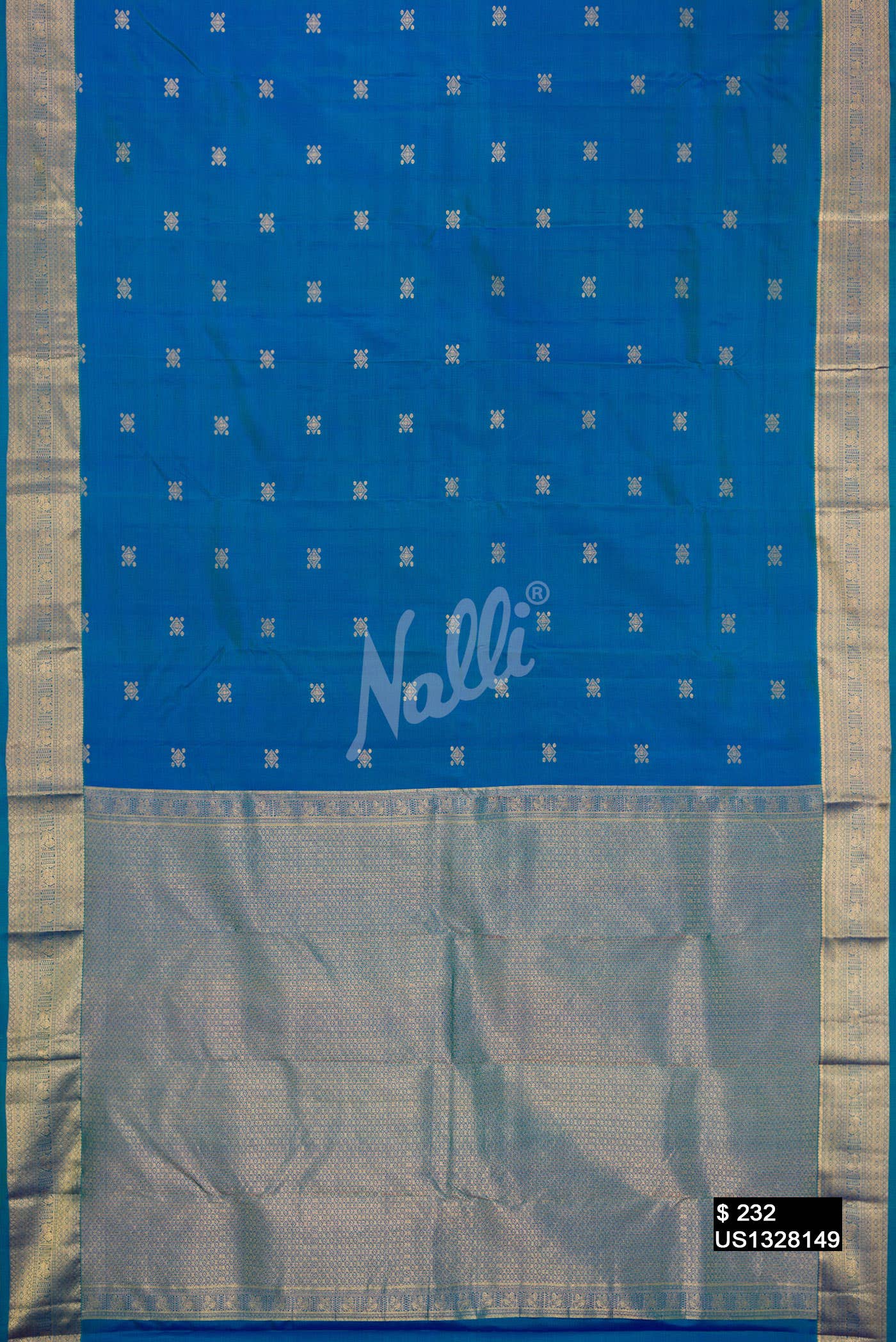 Peacock Blue Kanchipuram Silk Saree