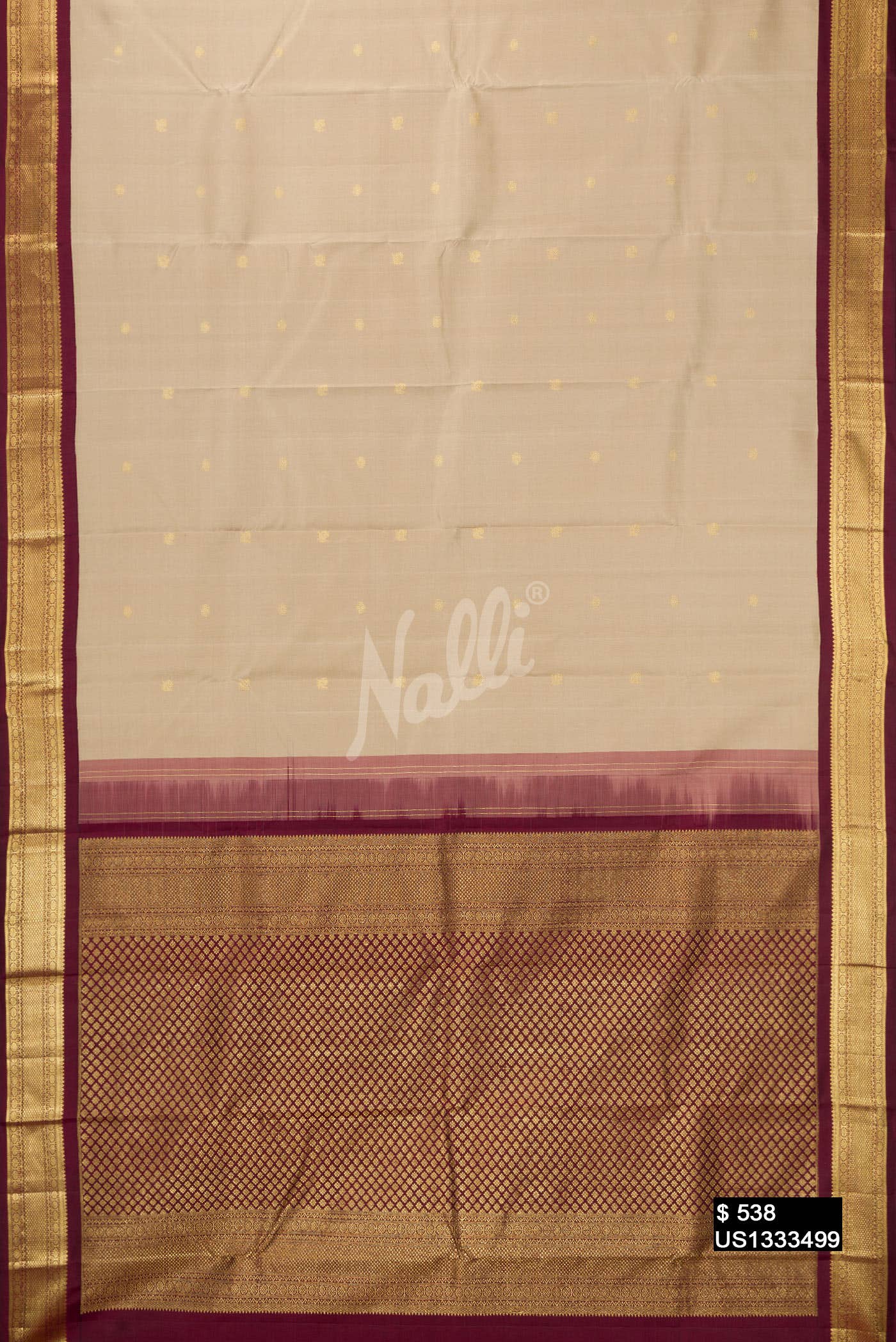 Beige Kanchipuram Silk Saree