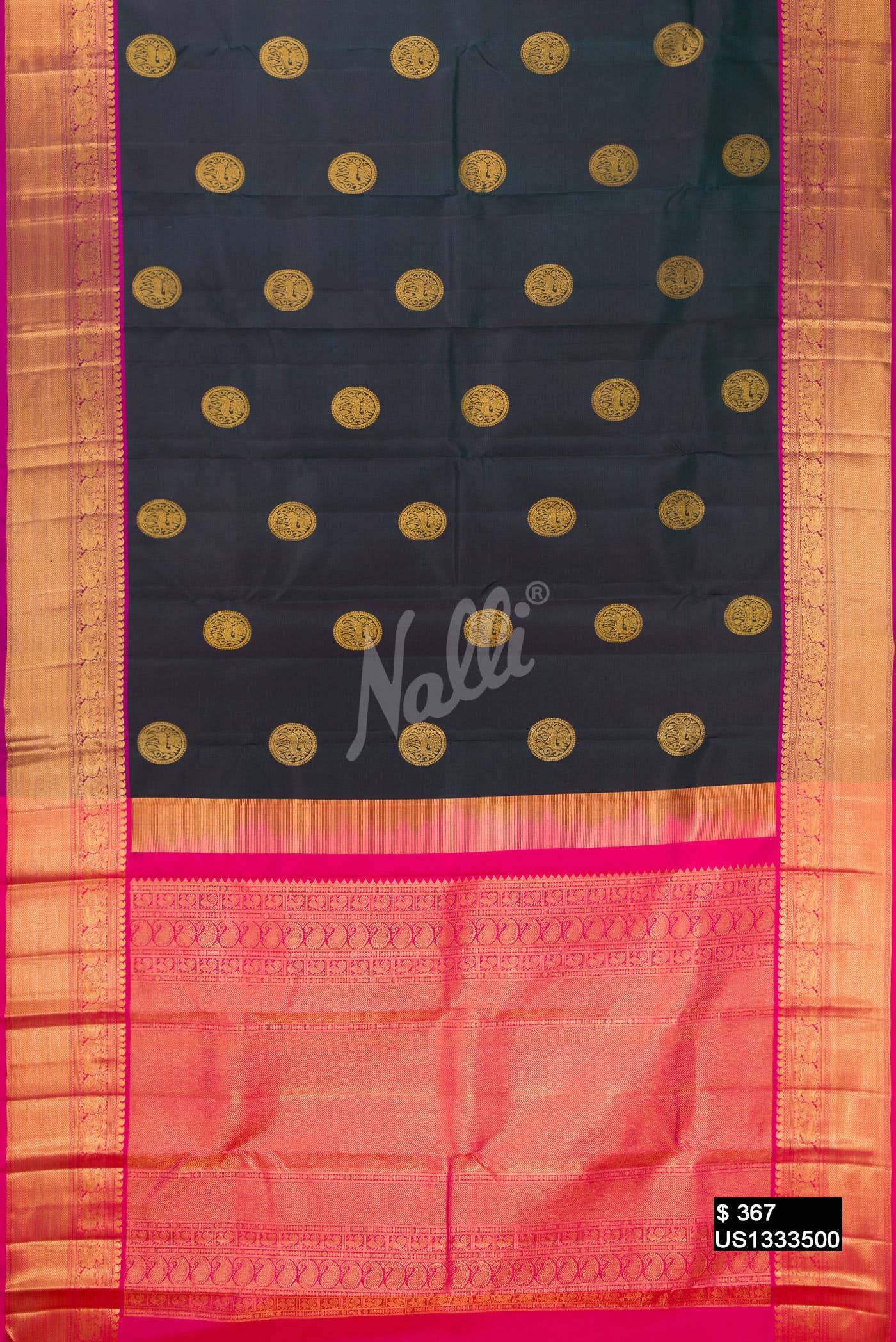 Bottle Green Kanchipuram Silk Saree