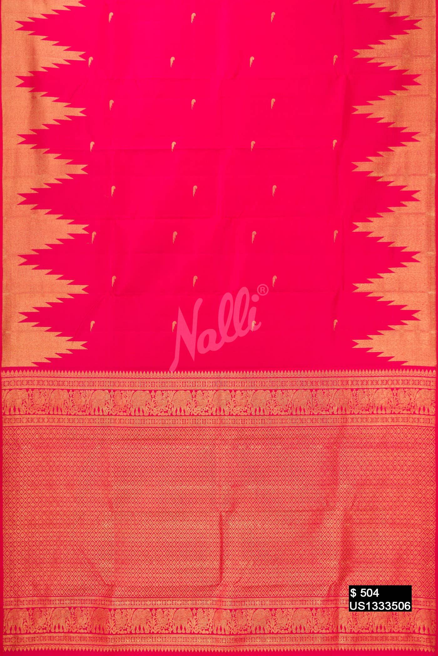 Dark Pink Kanchipuram Silk Saree