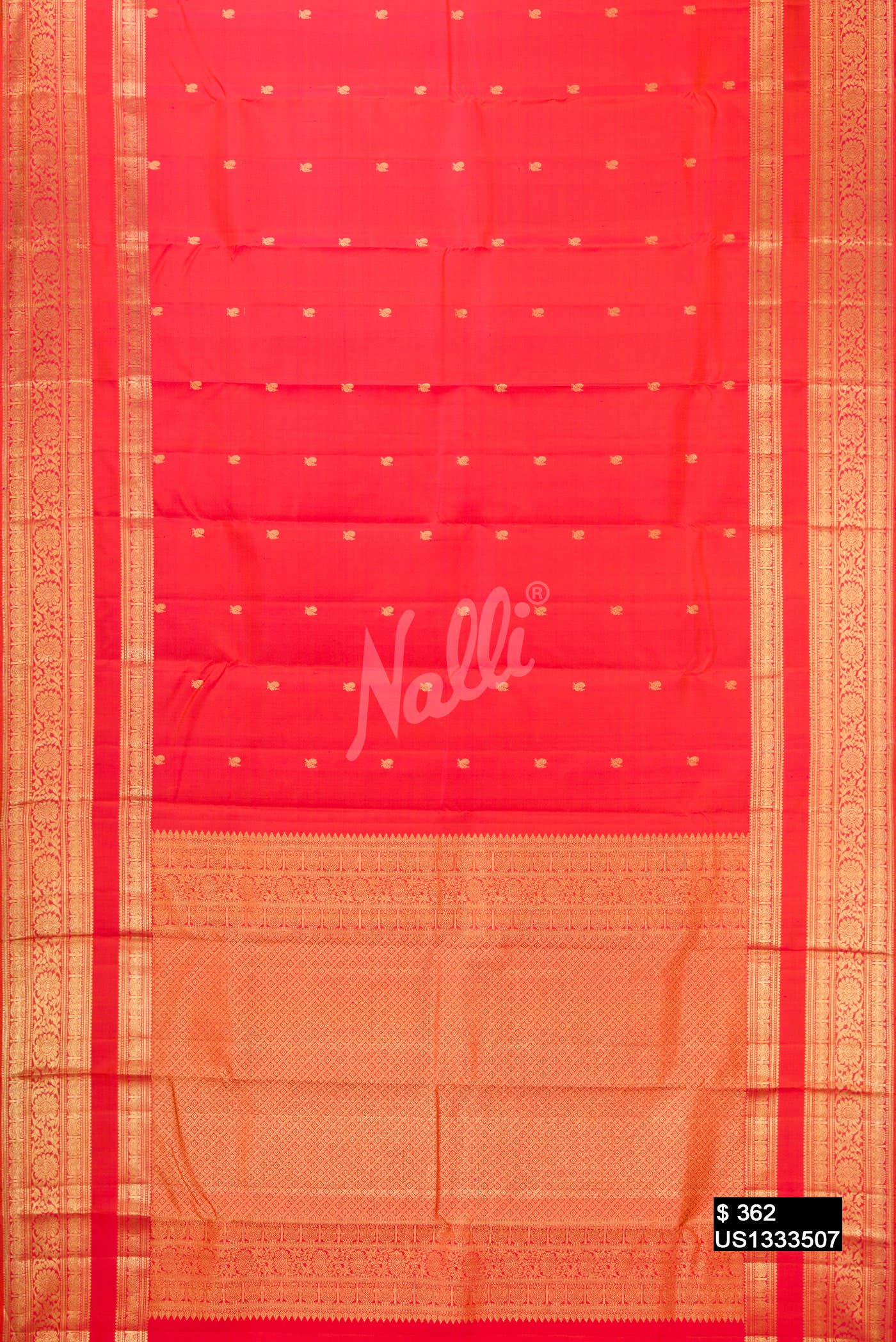 Brick Orange Kanchipuram Silk Saree