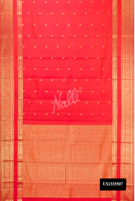 Brick Orange Kanchipuram Silk Saree