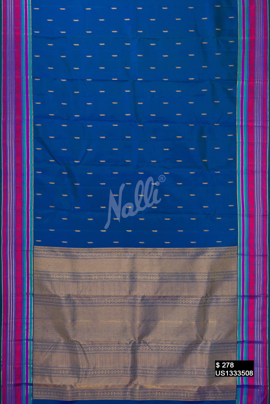 Peacock Blue Kanchipuram Silk Saree