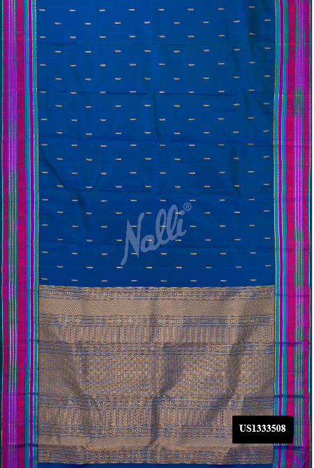 Peacock Blue Kanchipuram Silk Saree