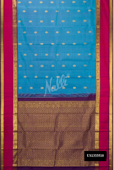 Sky Blue Kanchipuram Silk Saree