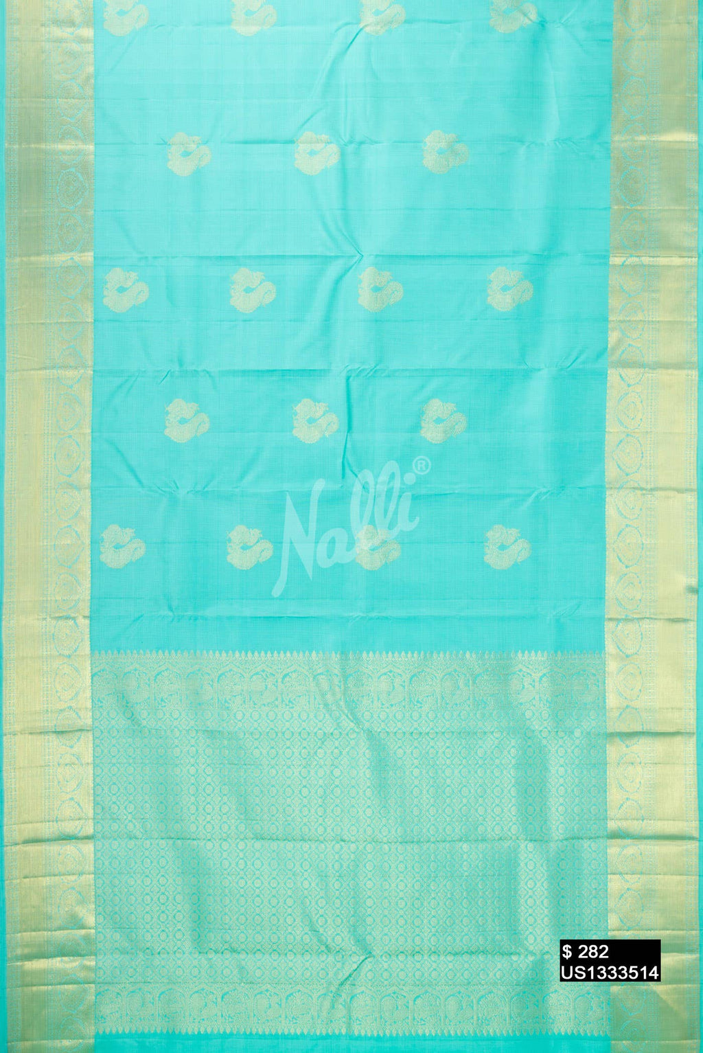 Sky Blue Kanchipuram Silk Saree