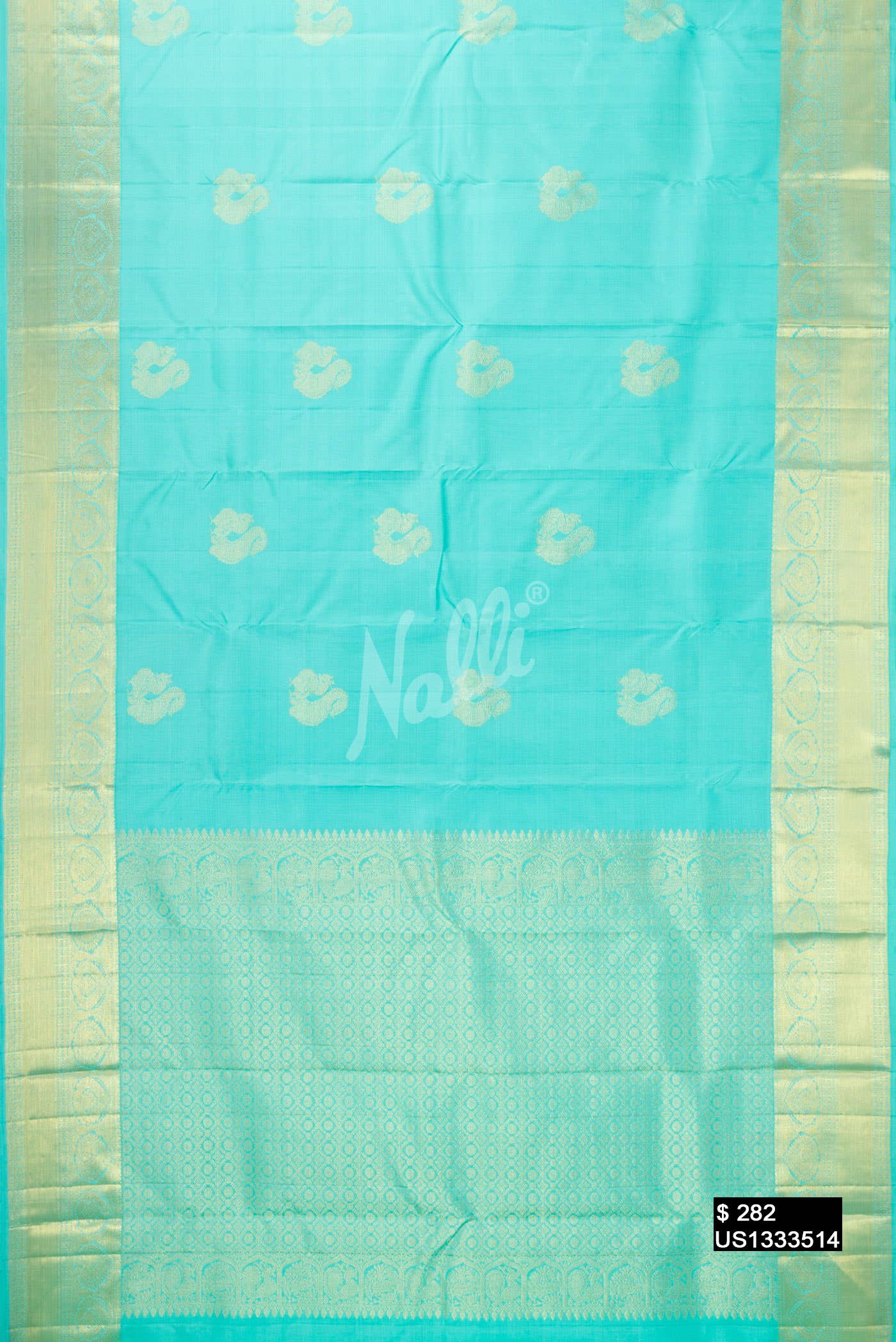 Sky Blue Kanchipuram Silk Saree