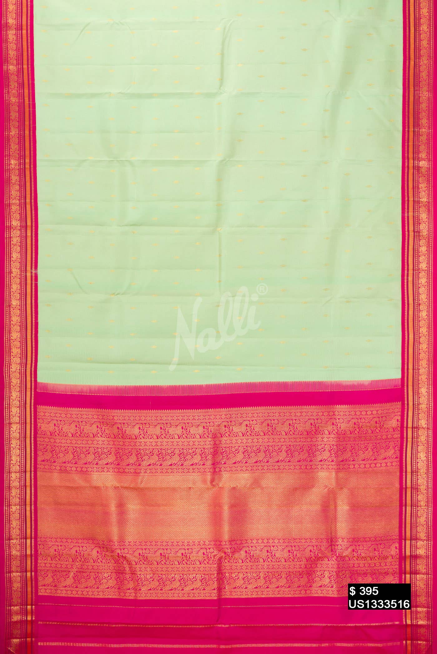 Pista Green Kanchipuram Silk Saree