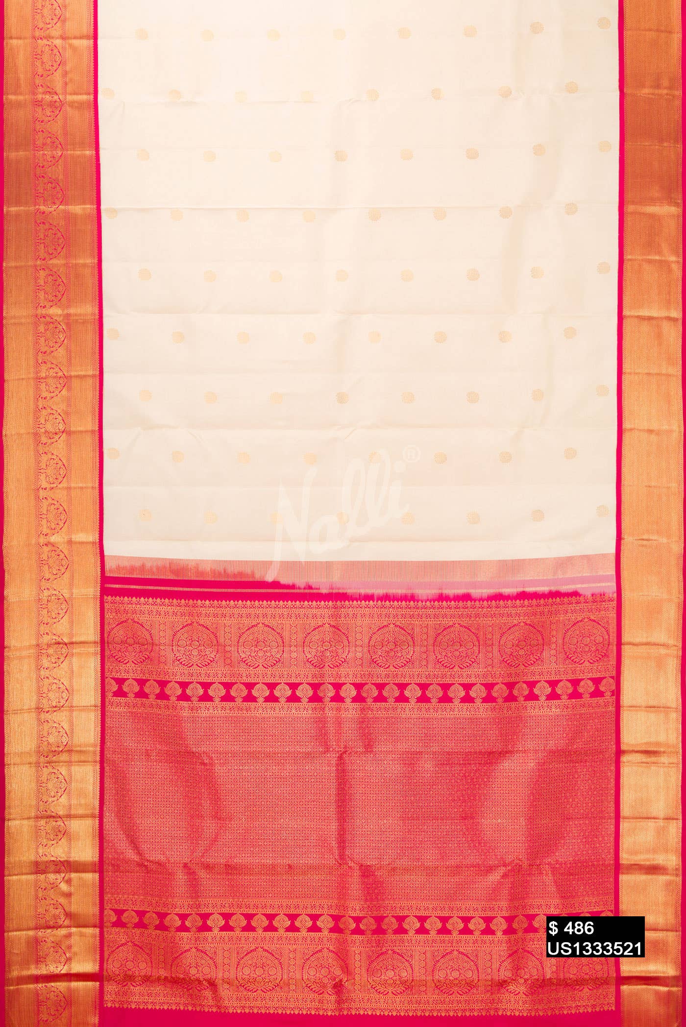 Cream Kanchipuram Silk Saree