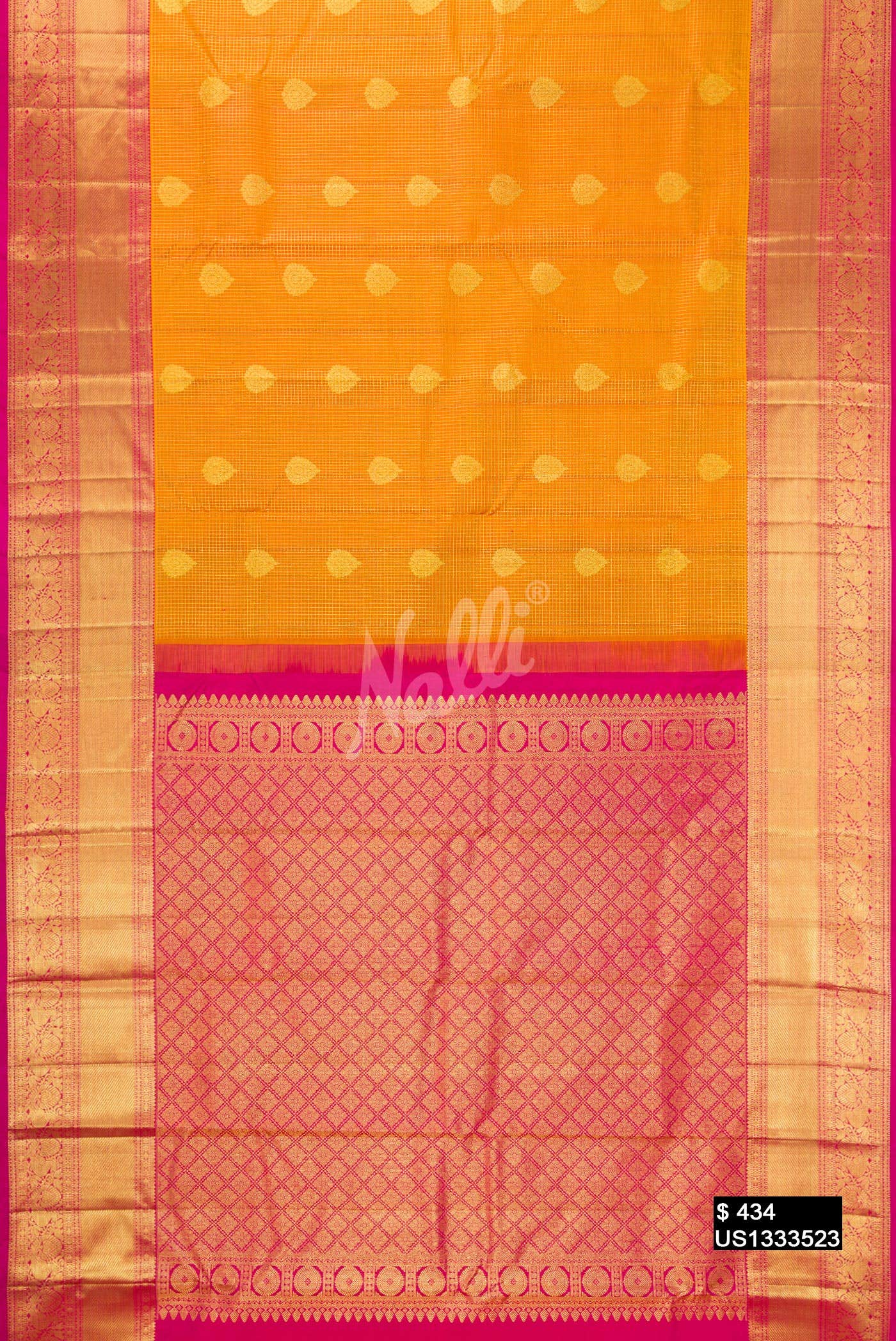 Mustard Kanchipuram Silk Saree