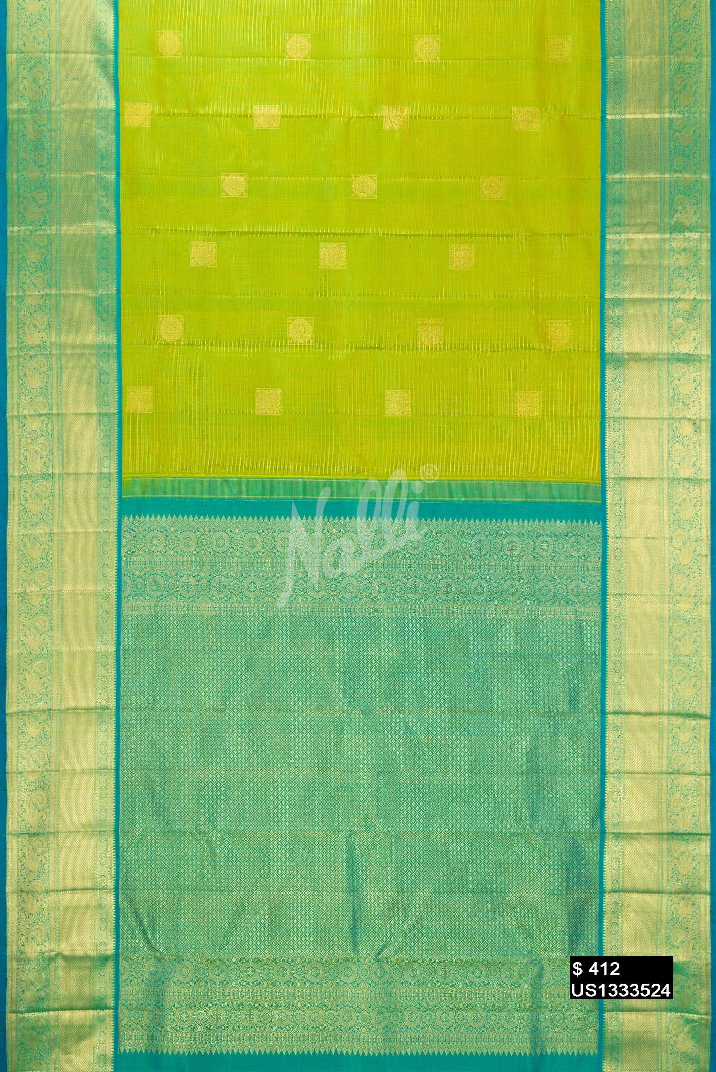 Parrot Green Kanchipuram Silk Saree
