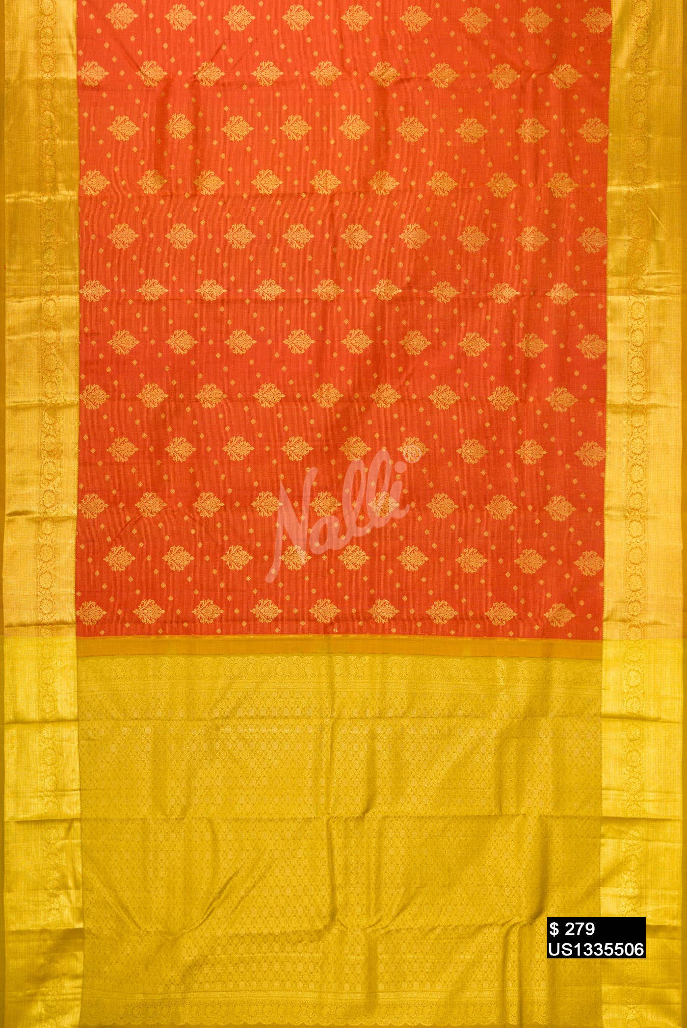 Brick Orange Kanchipuram Silk Saree