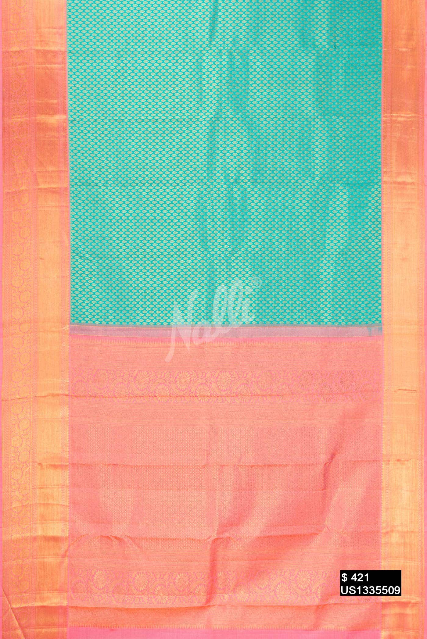 Sea Green Kanchipuram Silk Saree