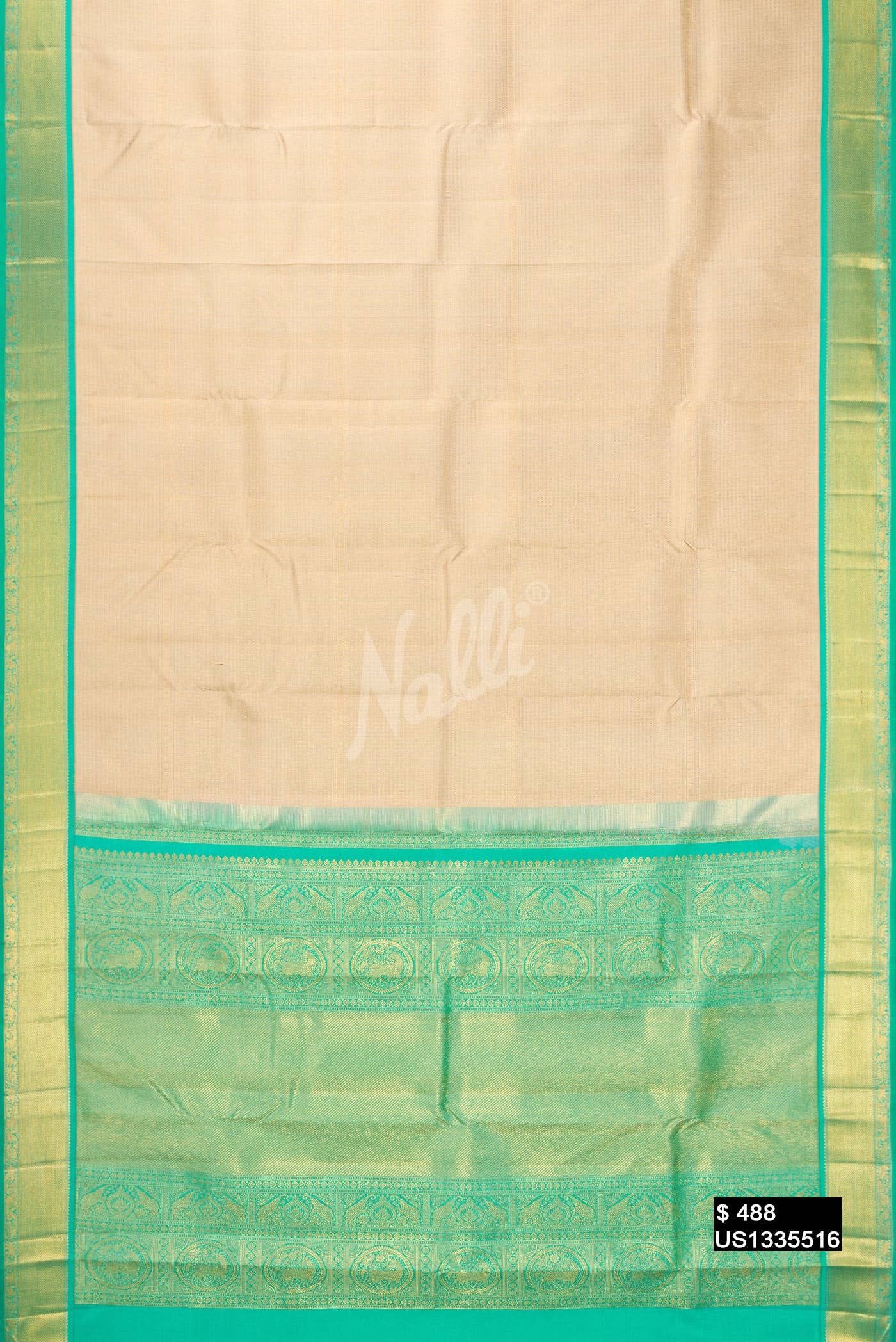 Beige Kanchipuram Silk Saree