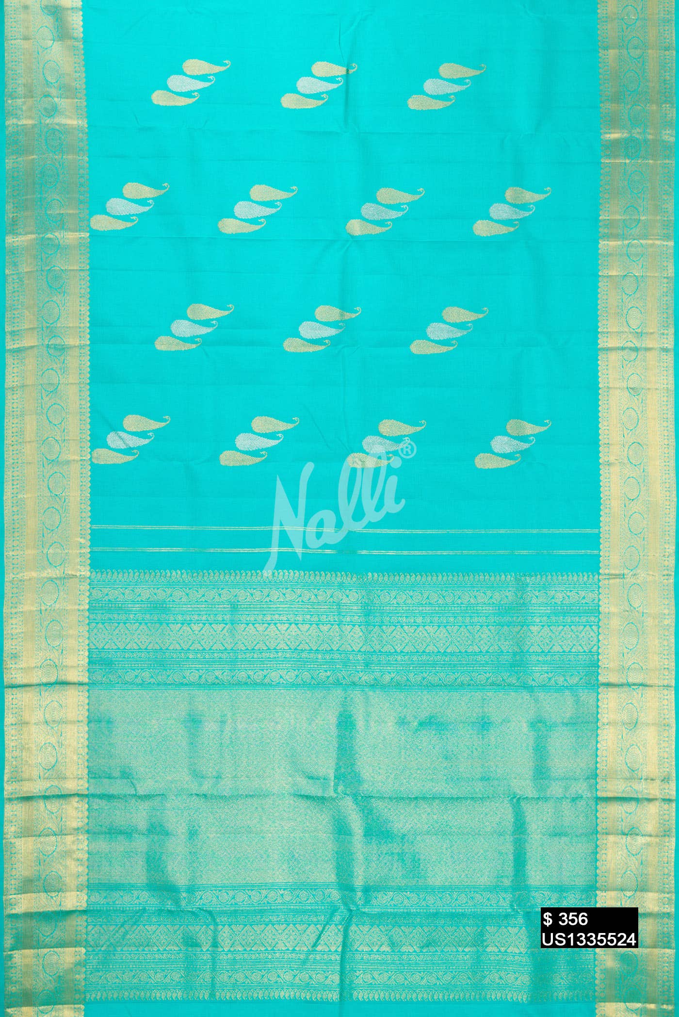 Sea Green Kanchipuram Silk Saree
