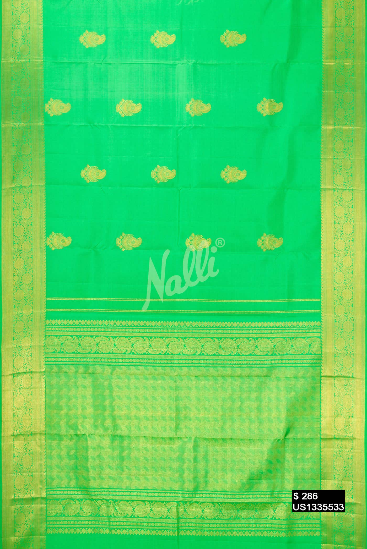 Parrot Green Kanchipuram Silk Saree