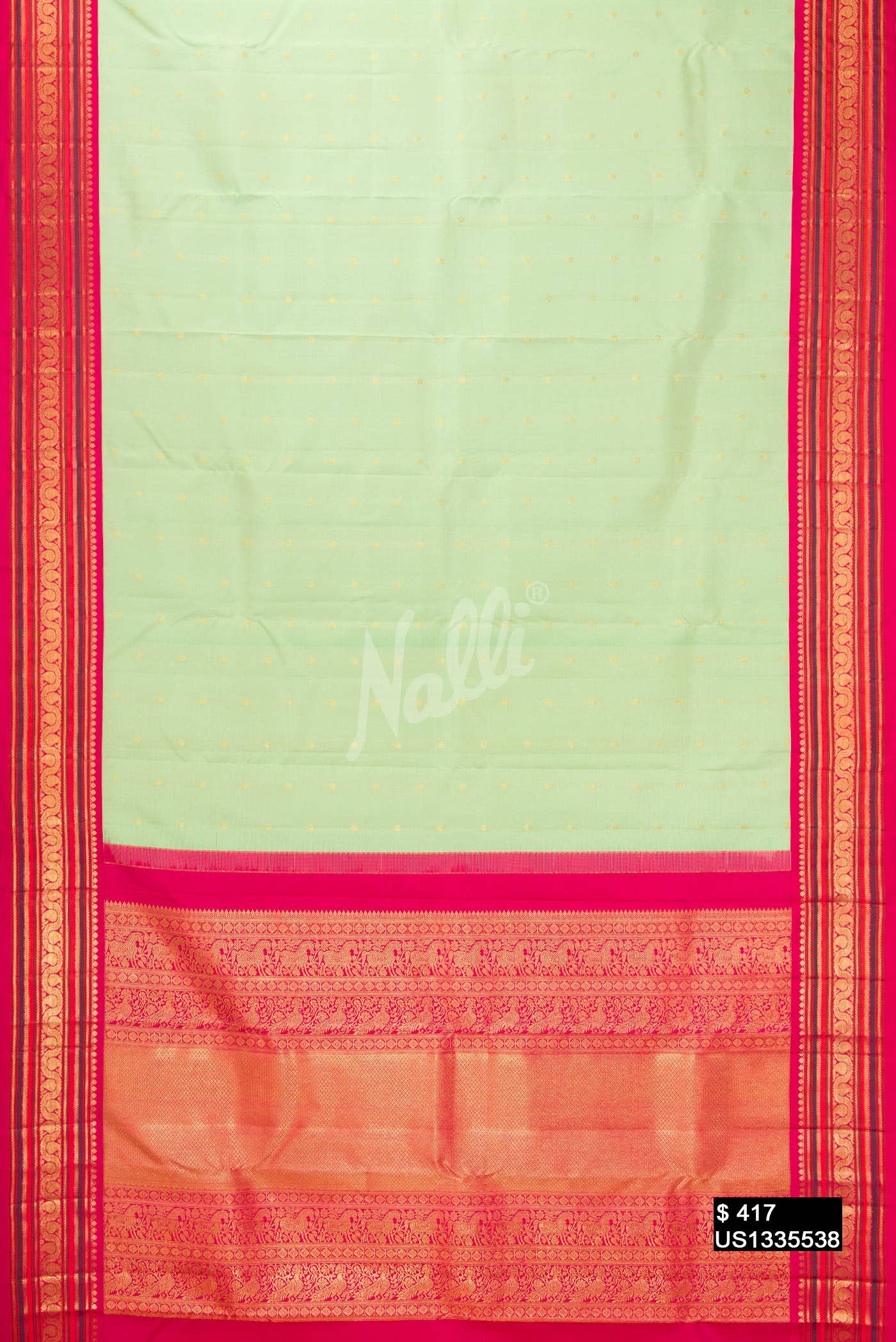 Pista Green Kanchipuram Silk Saree