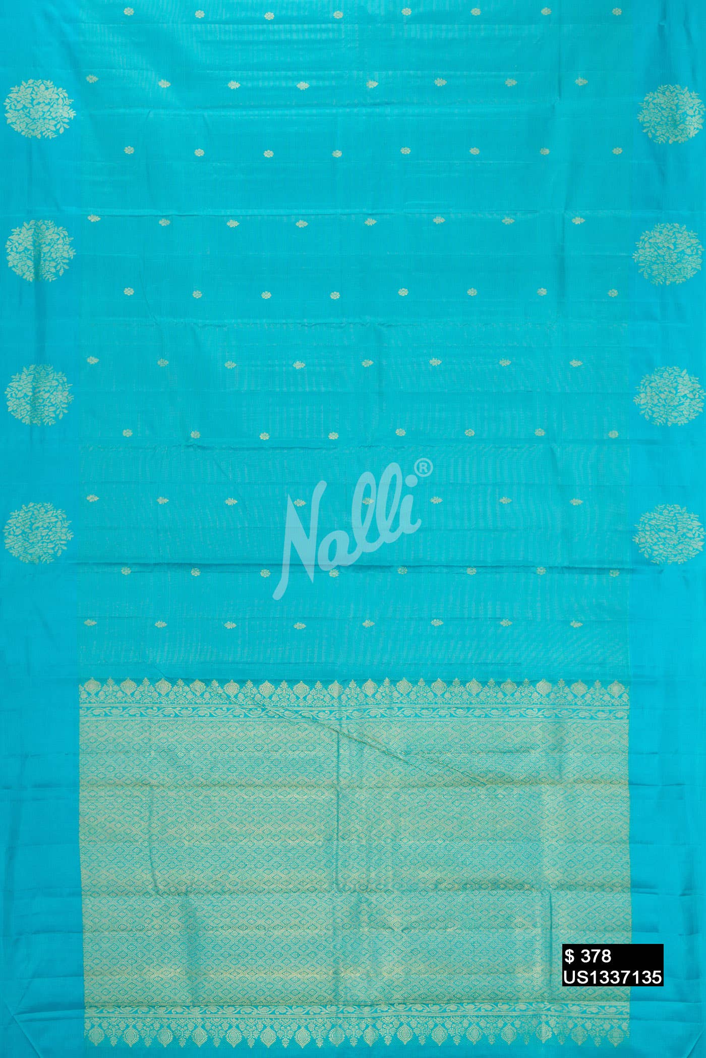 Sky Blue Kanchipuram Silk Saree