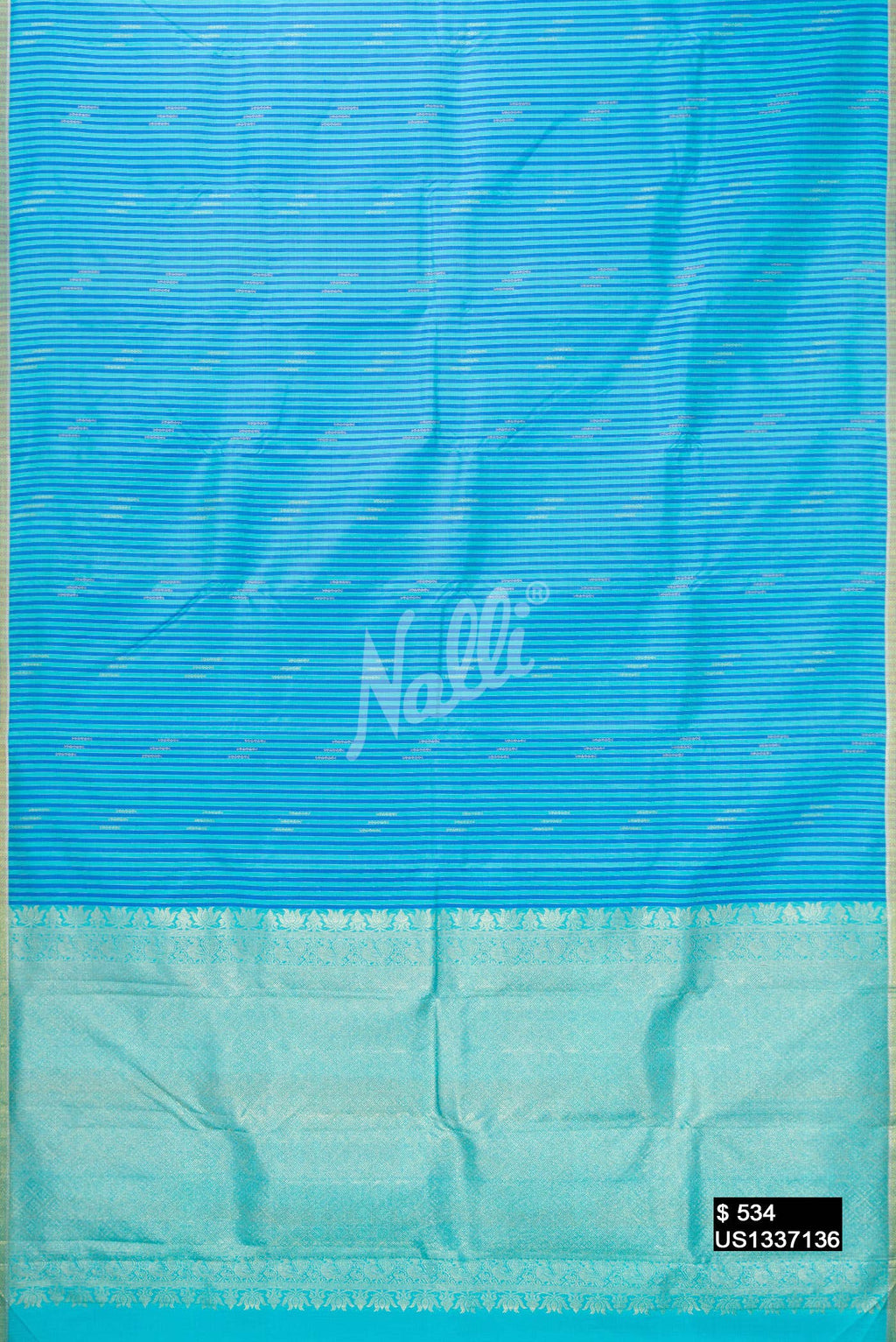 Sky Blue Kanchipuram Silk Saree