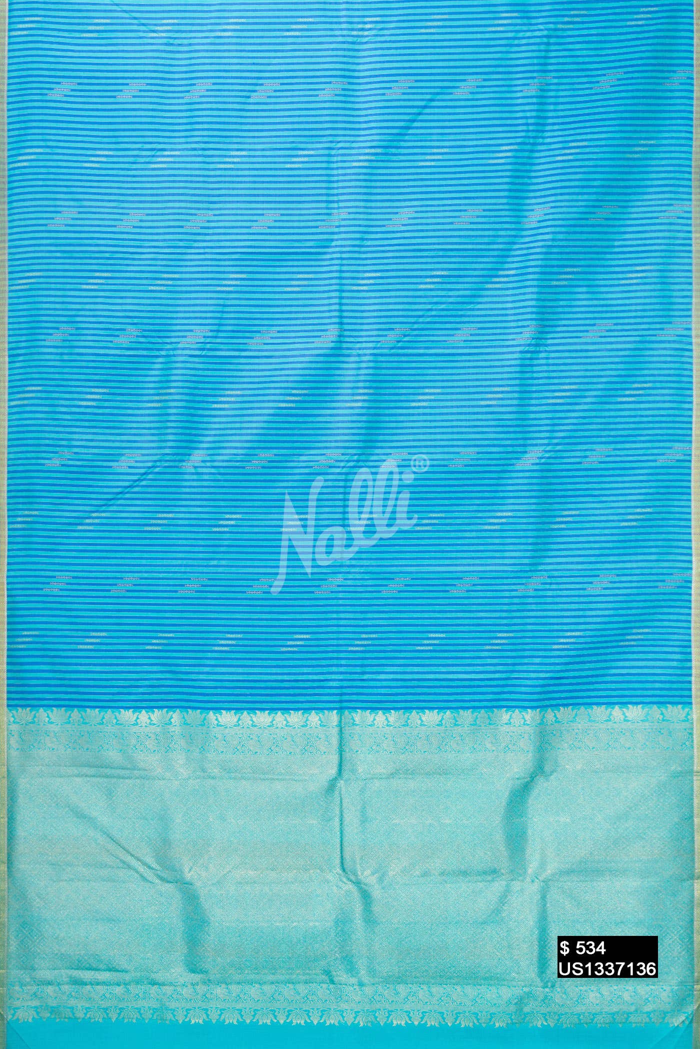 Sky Blue Kanchipuram Silk Saree