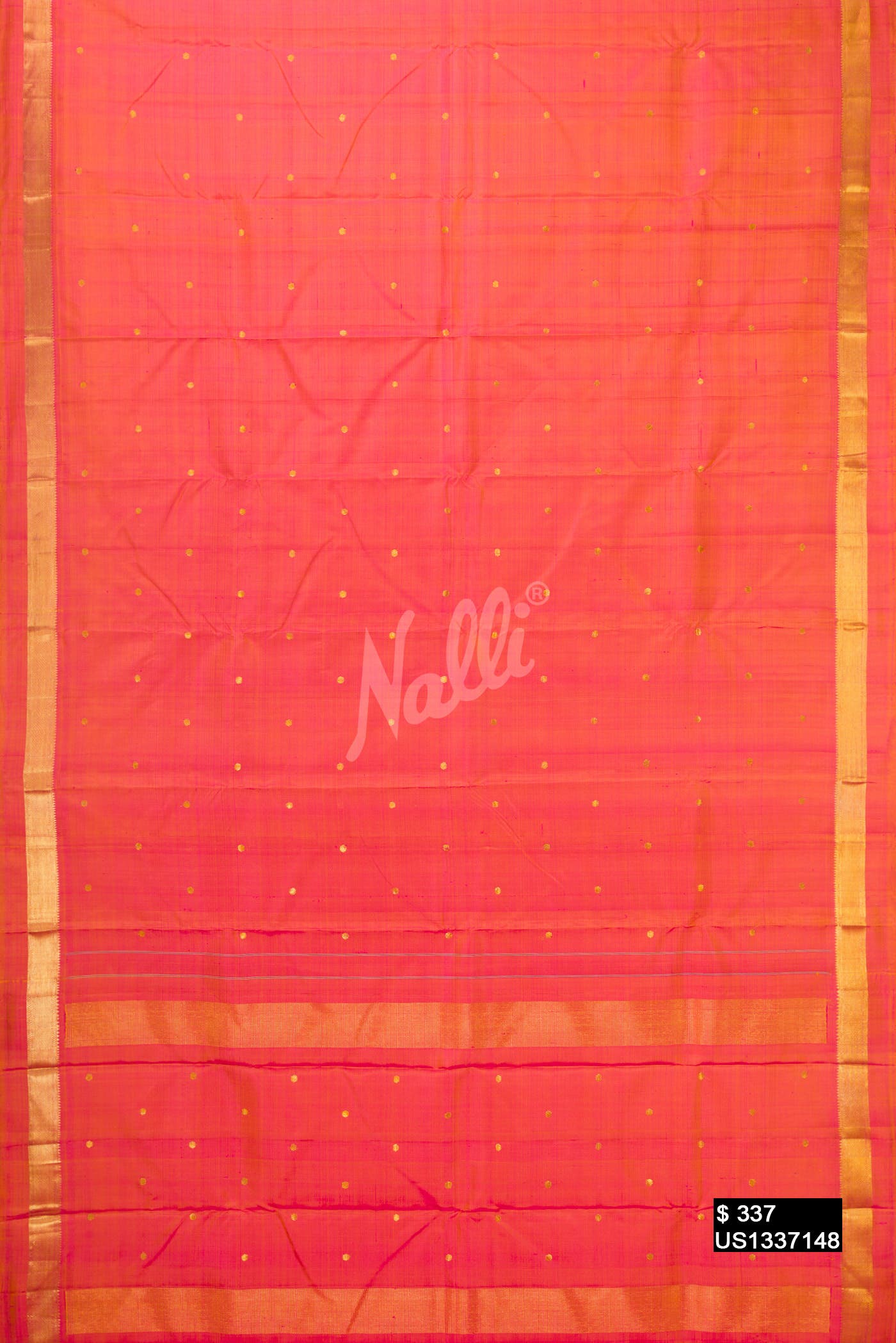 Coral Kanchipuram Silk Saree