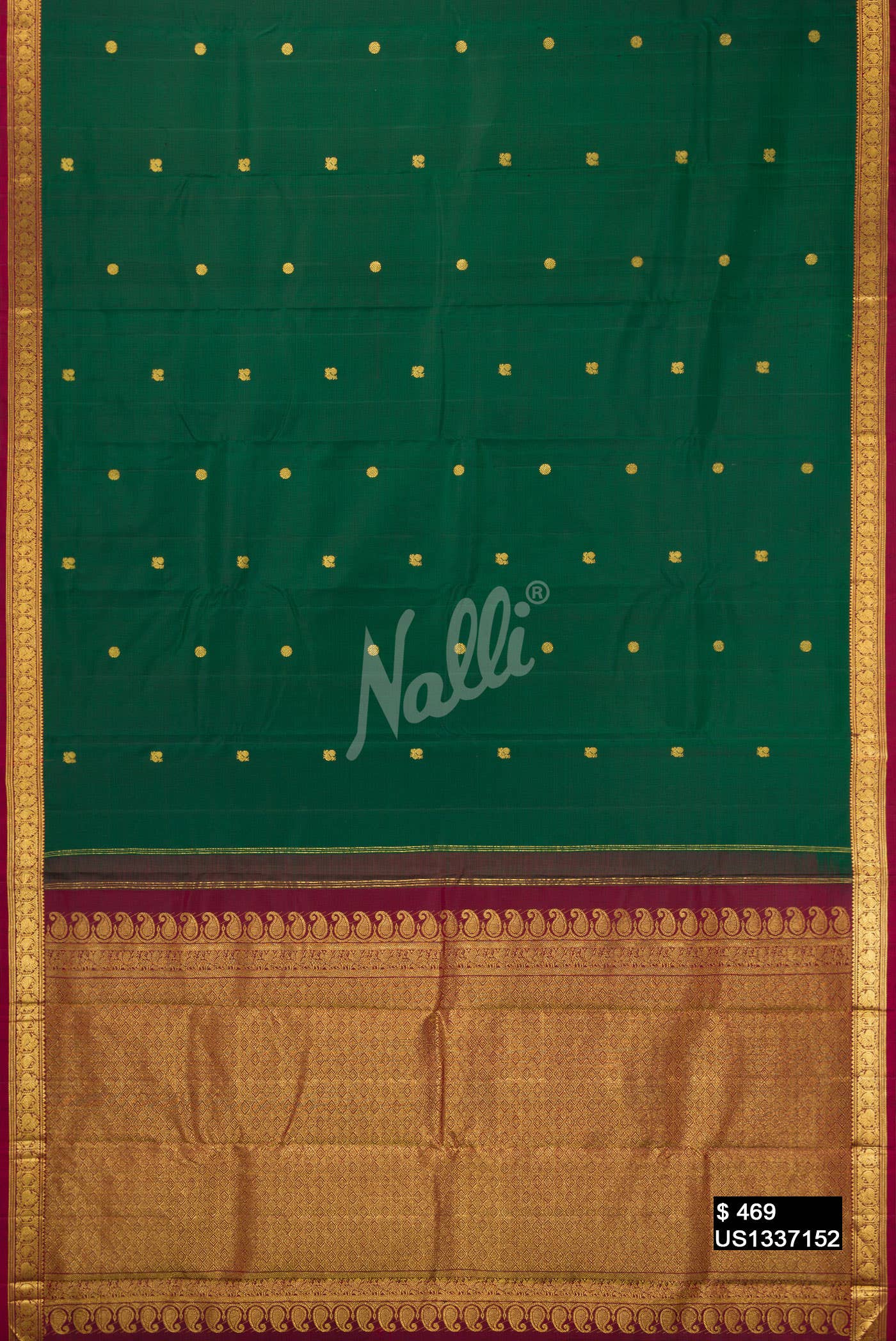 Bottle Green Kanchipuram Silk Saree