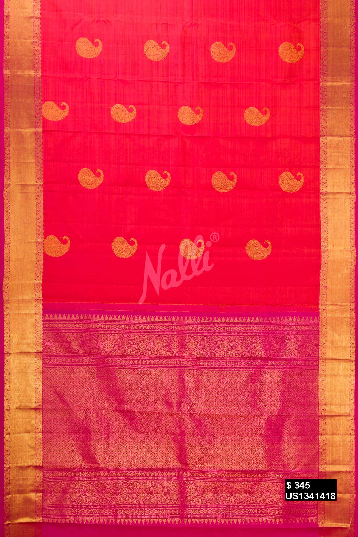 Brick Orange Kanchipuram Silk Saree