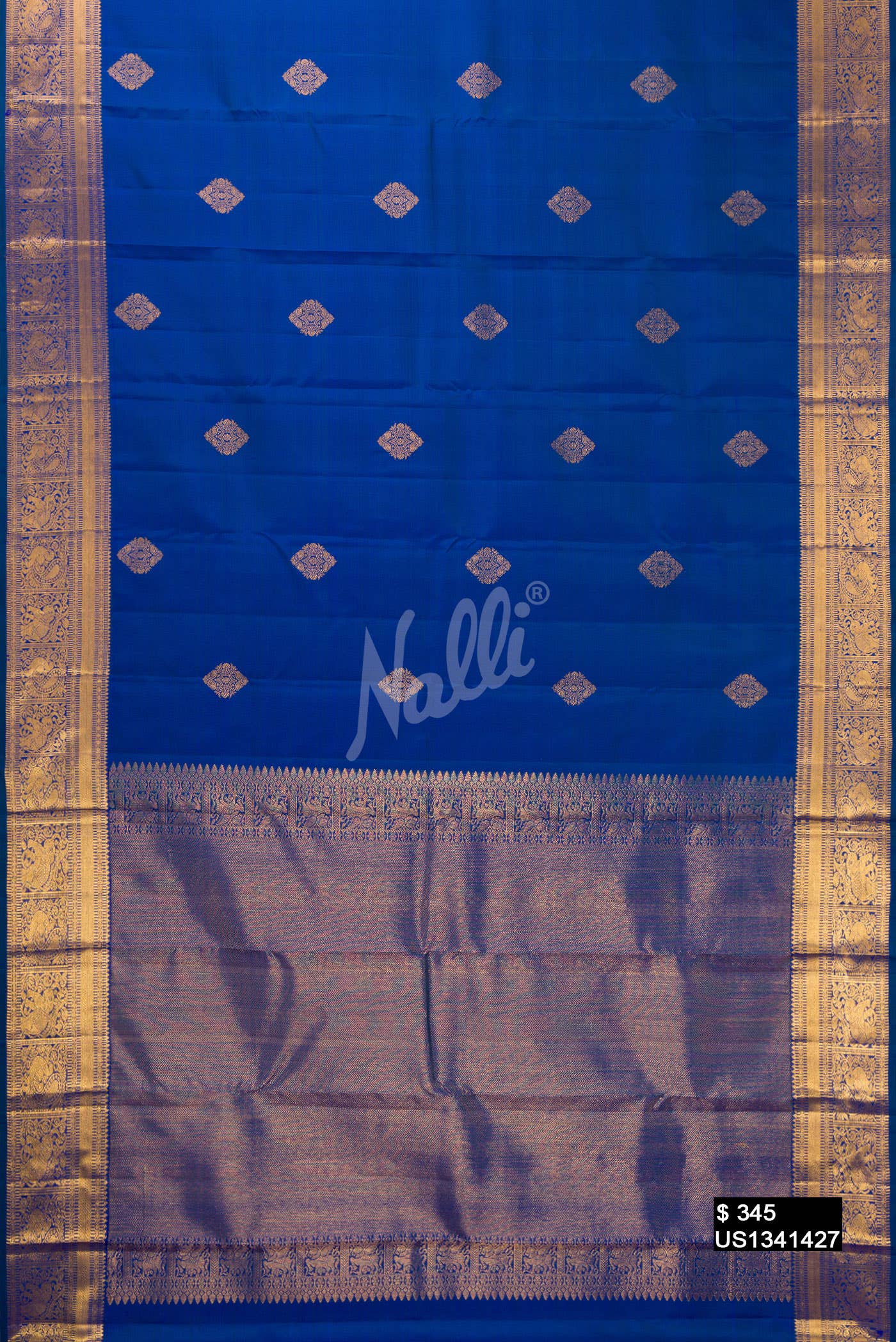 Peacock Blue Kanchipuram Silk Saree