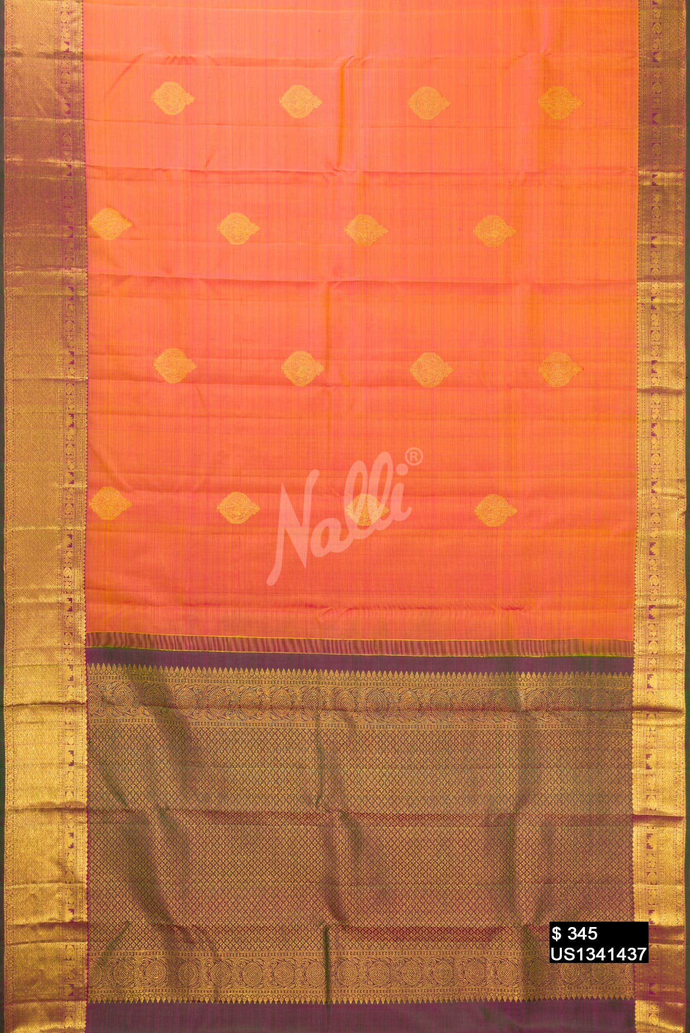 Peach Kanchipuram Silk Saree