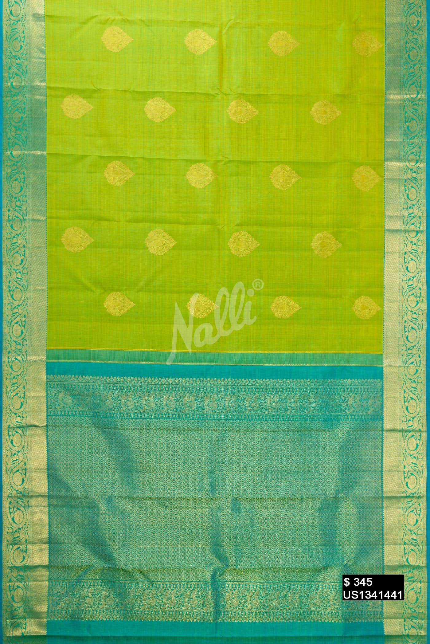 Parrot Green Kanchipuram Silk Saree