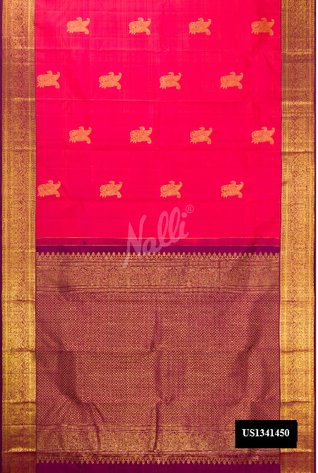 Dark Pink Kanchipuram Silk Saree