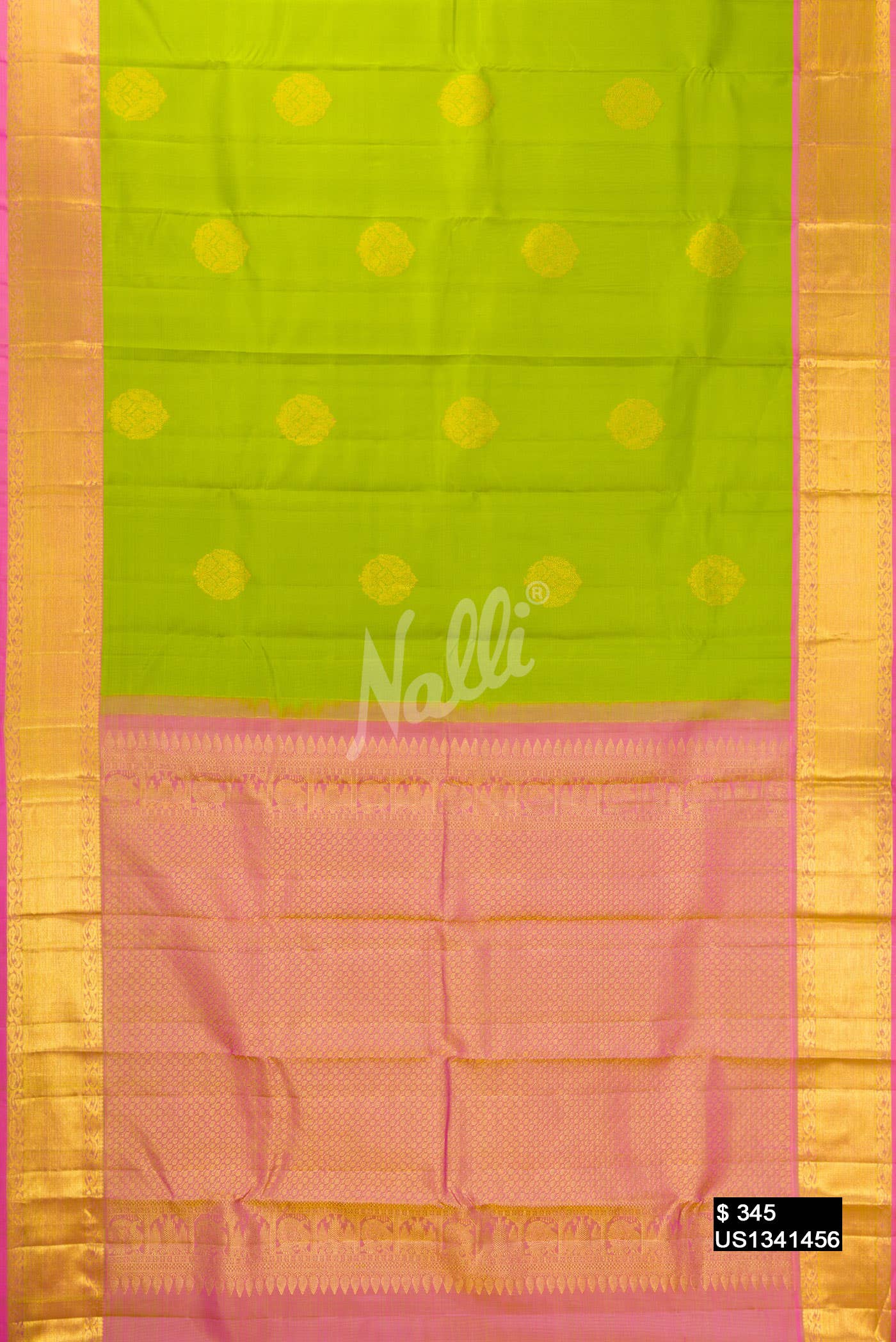 Parrot Green Kanchipuram Silk Saree