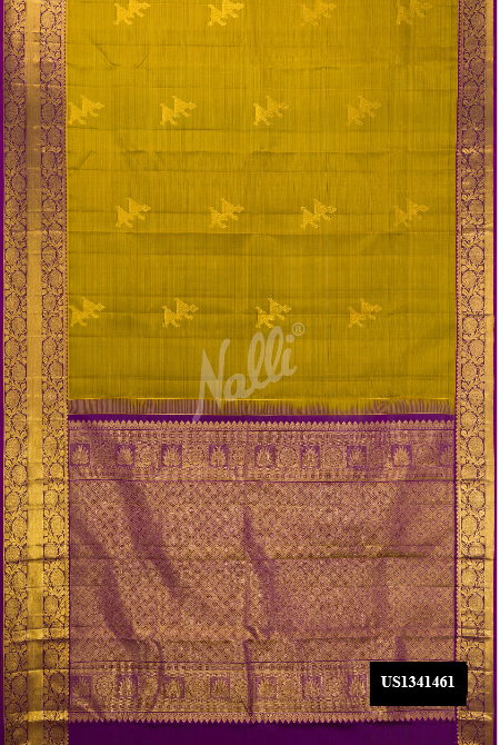Mehandi Green Kanchipuram Silk Saree