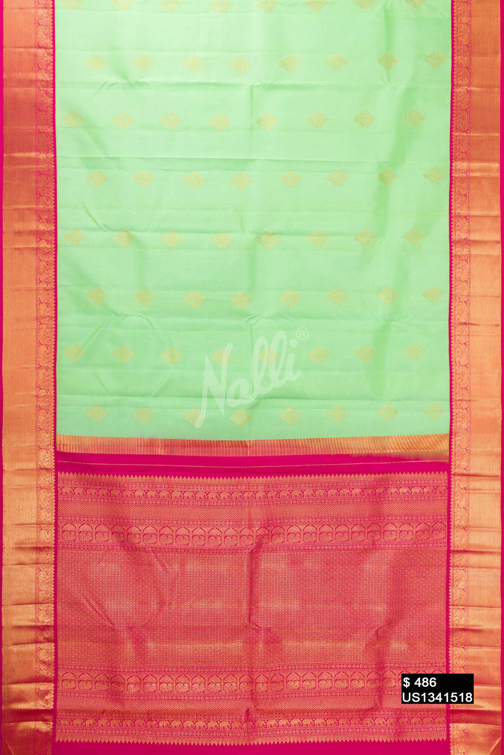 Pista Green Kanchipuram Silk Saree