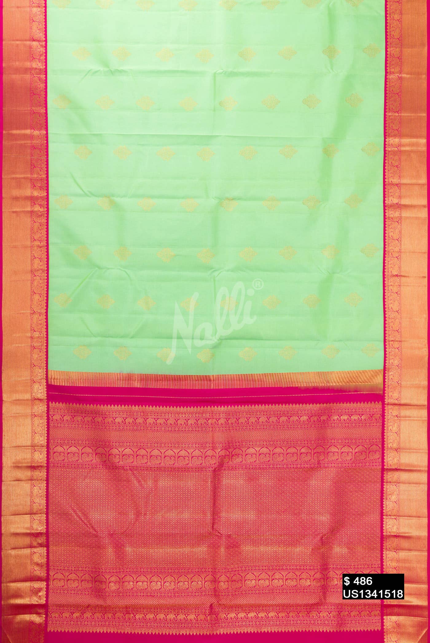 Pista Green Kanchipuram Silk Saree
