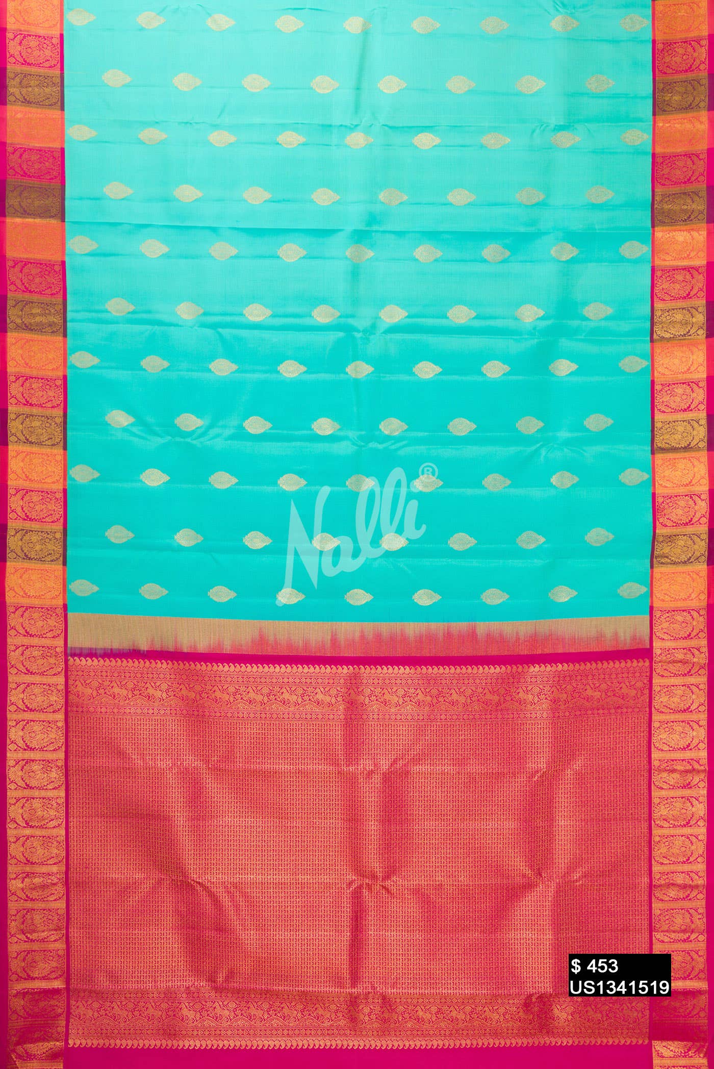 Sea Green Kanchipuram Silk Saree