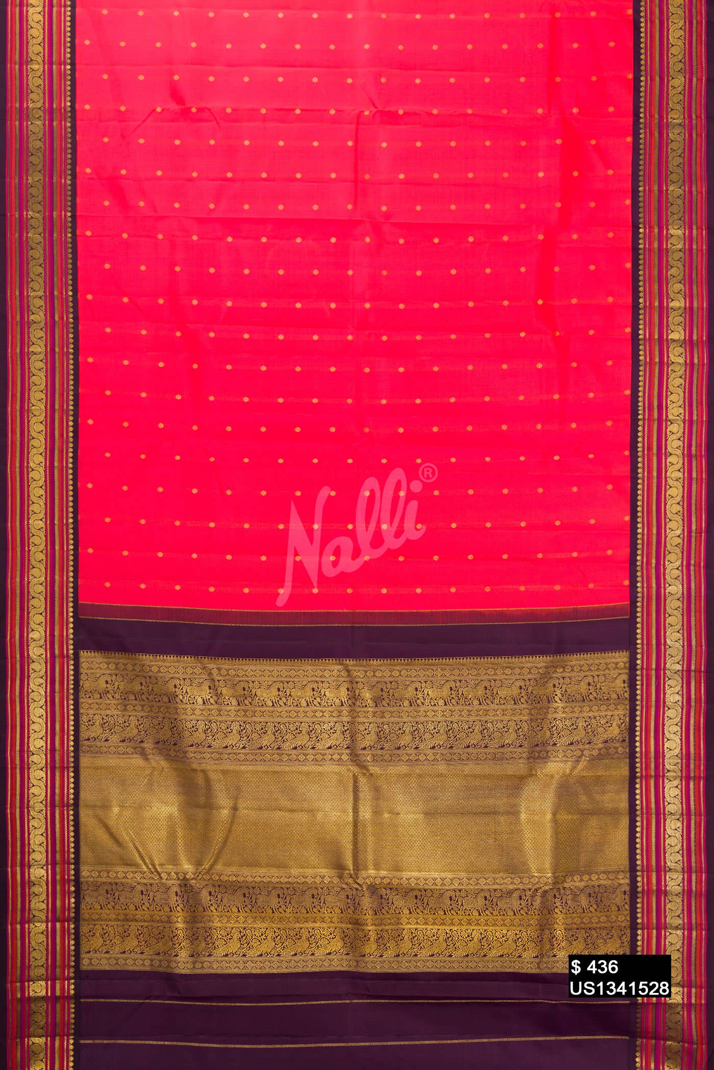 Dark Pink Kanchipuram Silk Saree