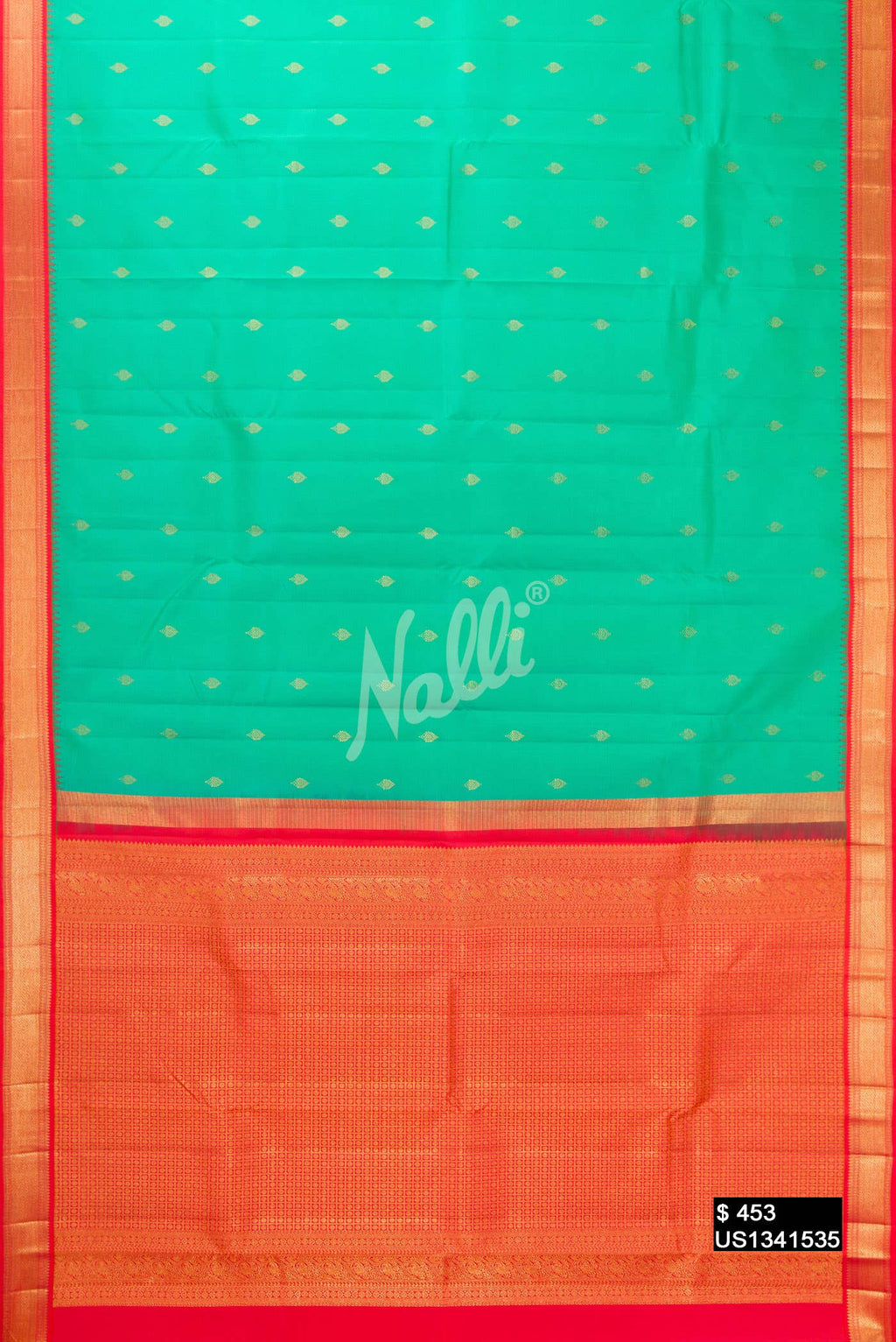 Sea Green Kanchipuram Silk Saree