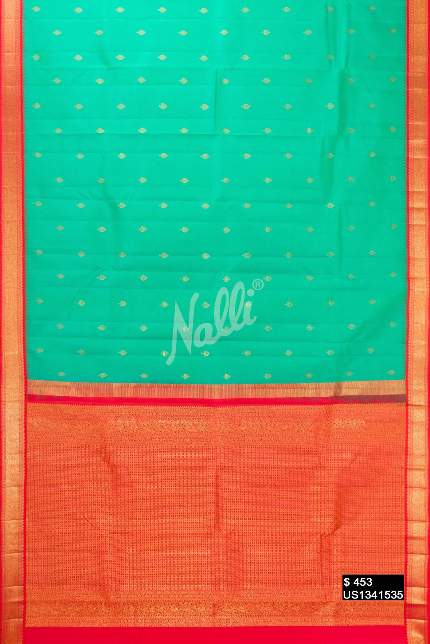 Sea Green Kanchipuram Silk Saree