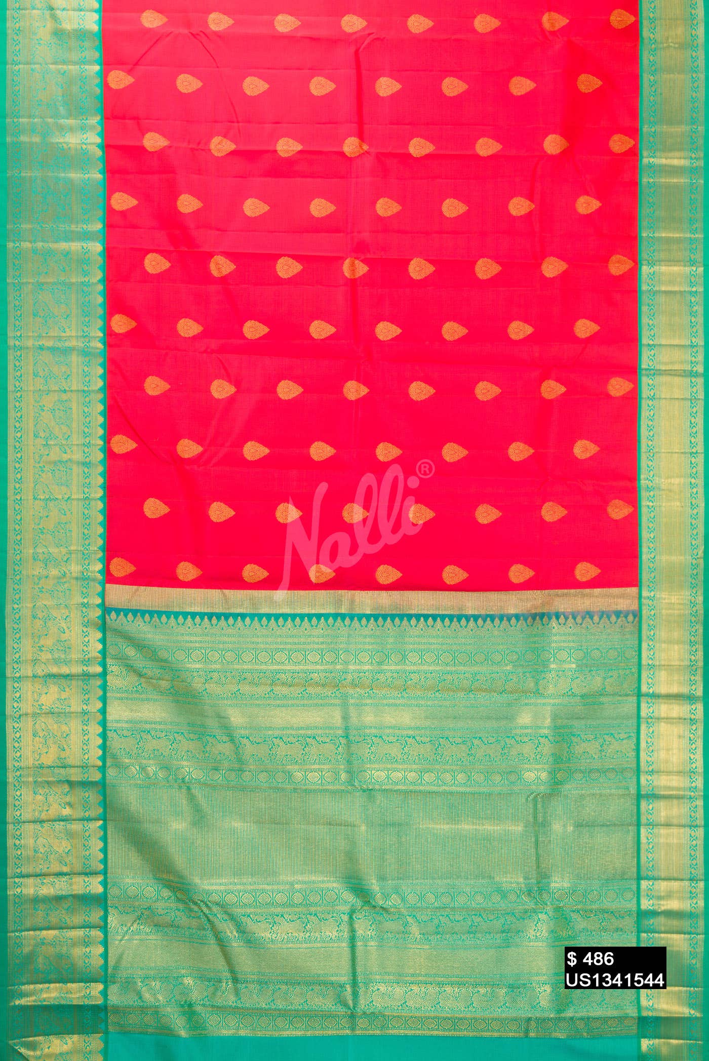 Coral Kanchipuram Silk Saree