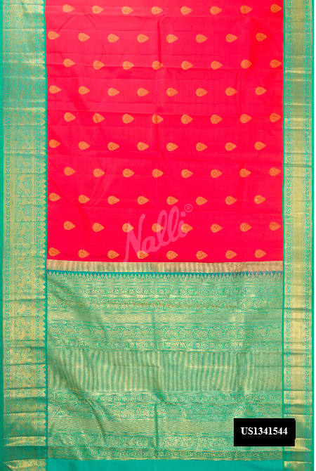 Coral Kanchipuram Silk Saree