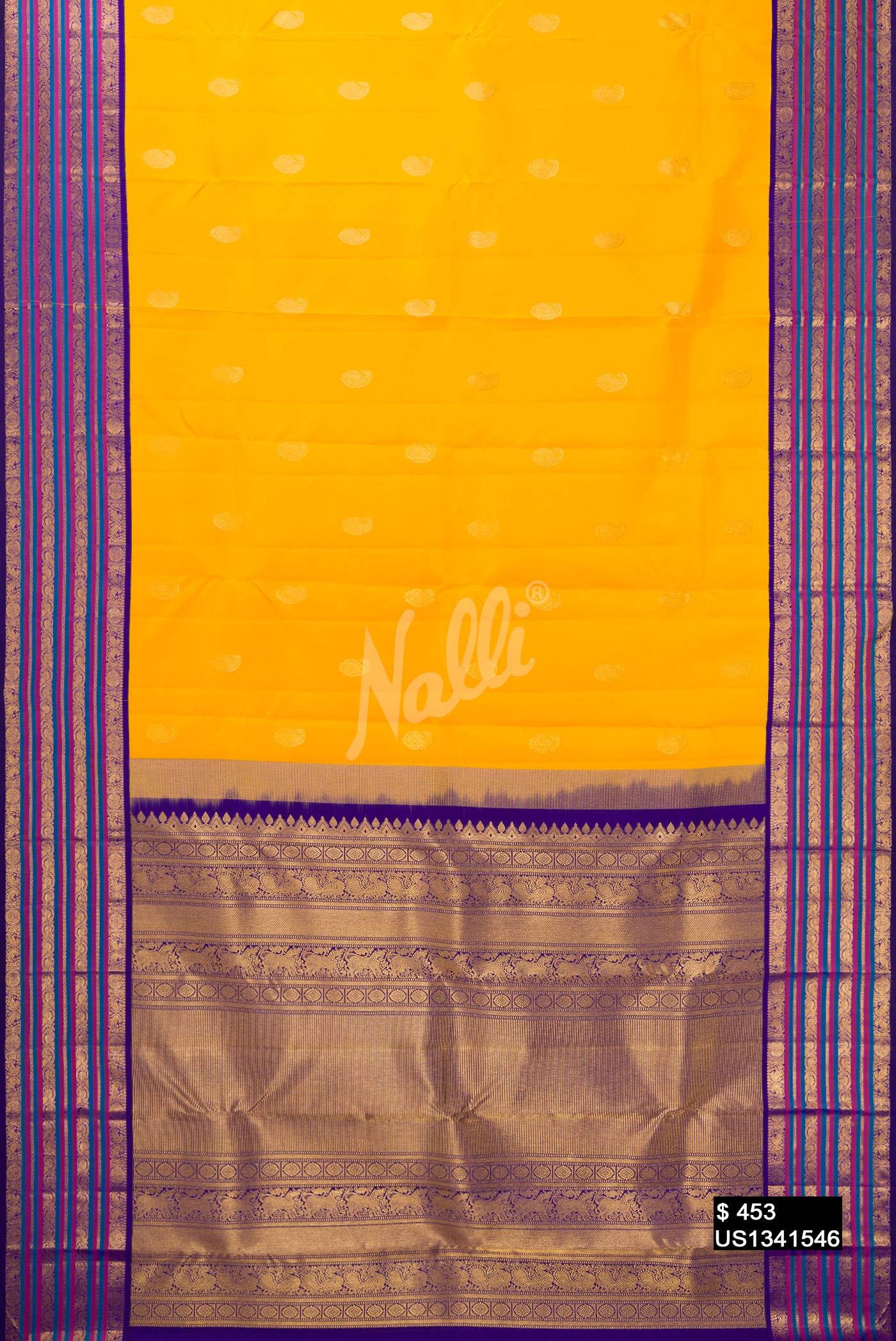Yellow Kanchipuram Silk Saree