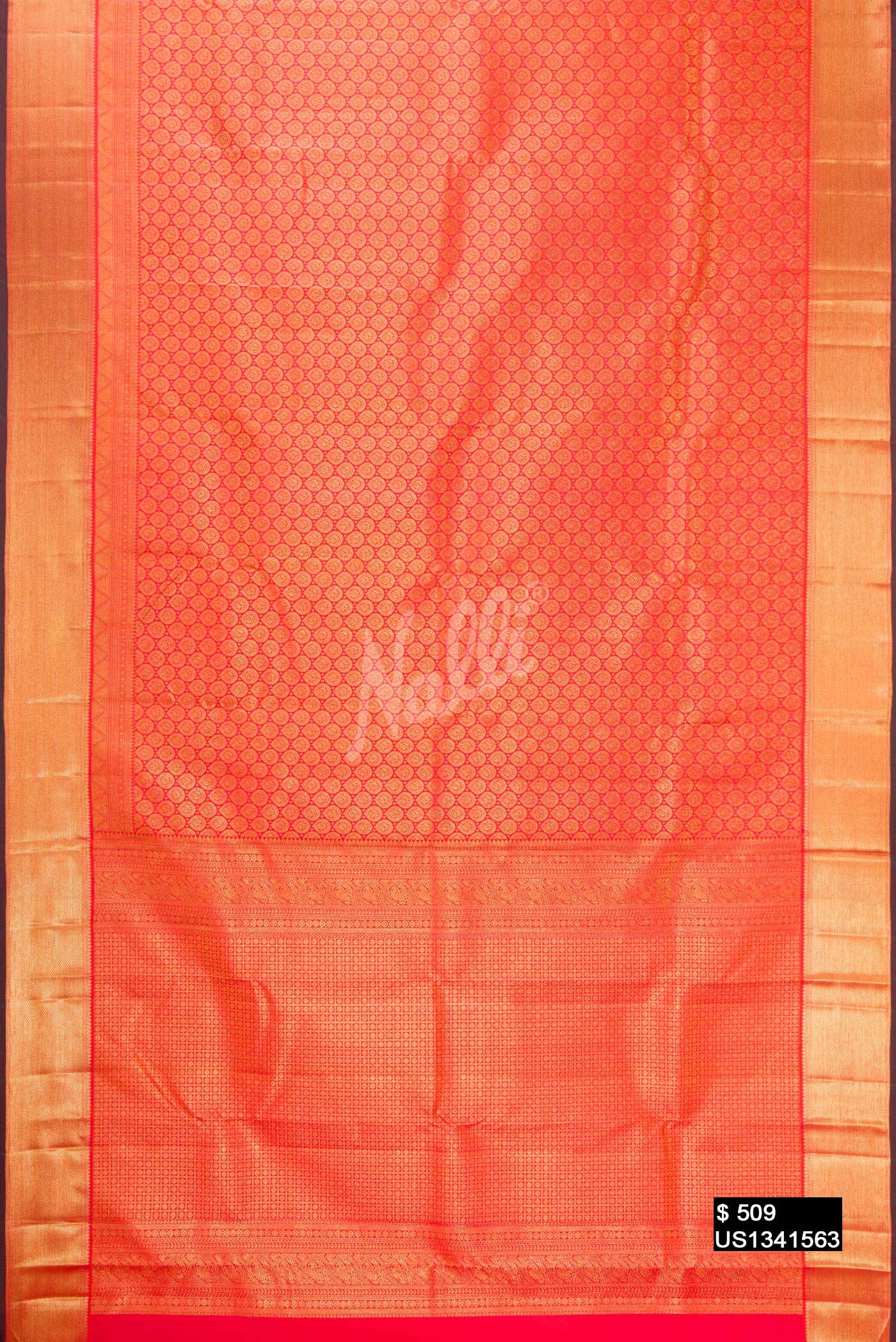 Coral Kanchipuram Silk Saree