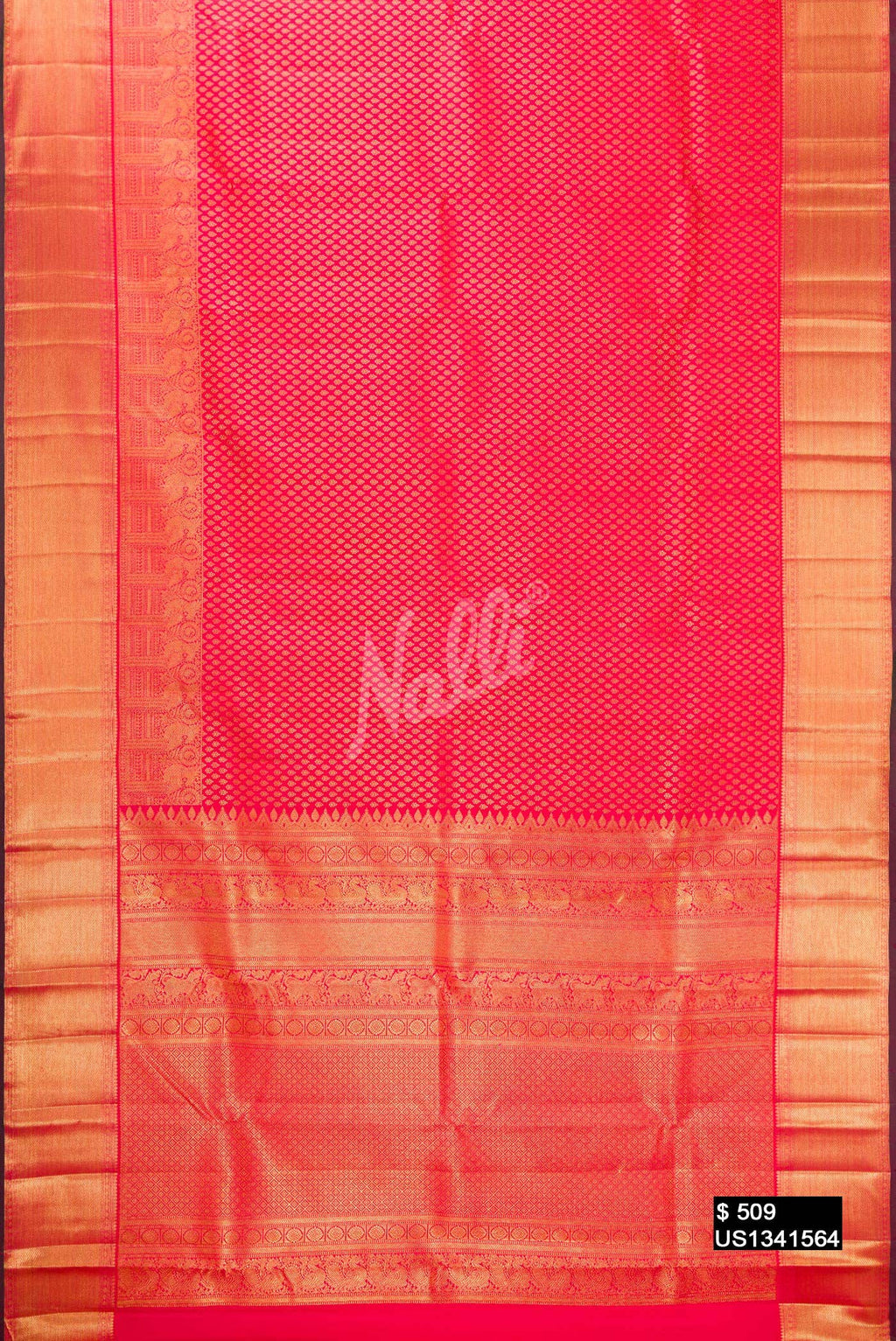 Coral Kanchipuram Silk Saree