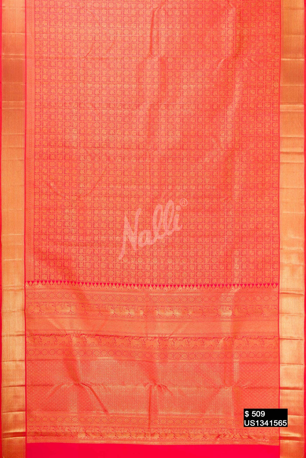 Brick Orange Kanchipuram Silk Saree