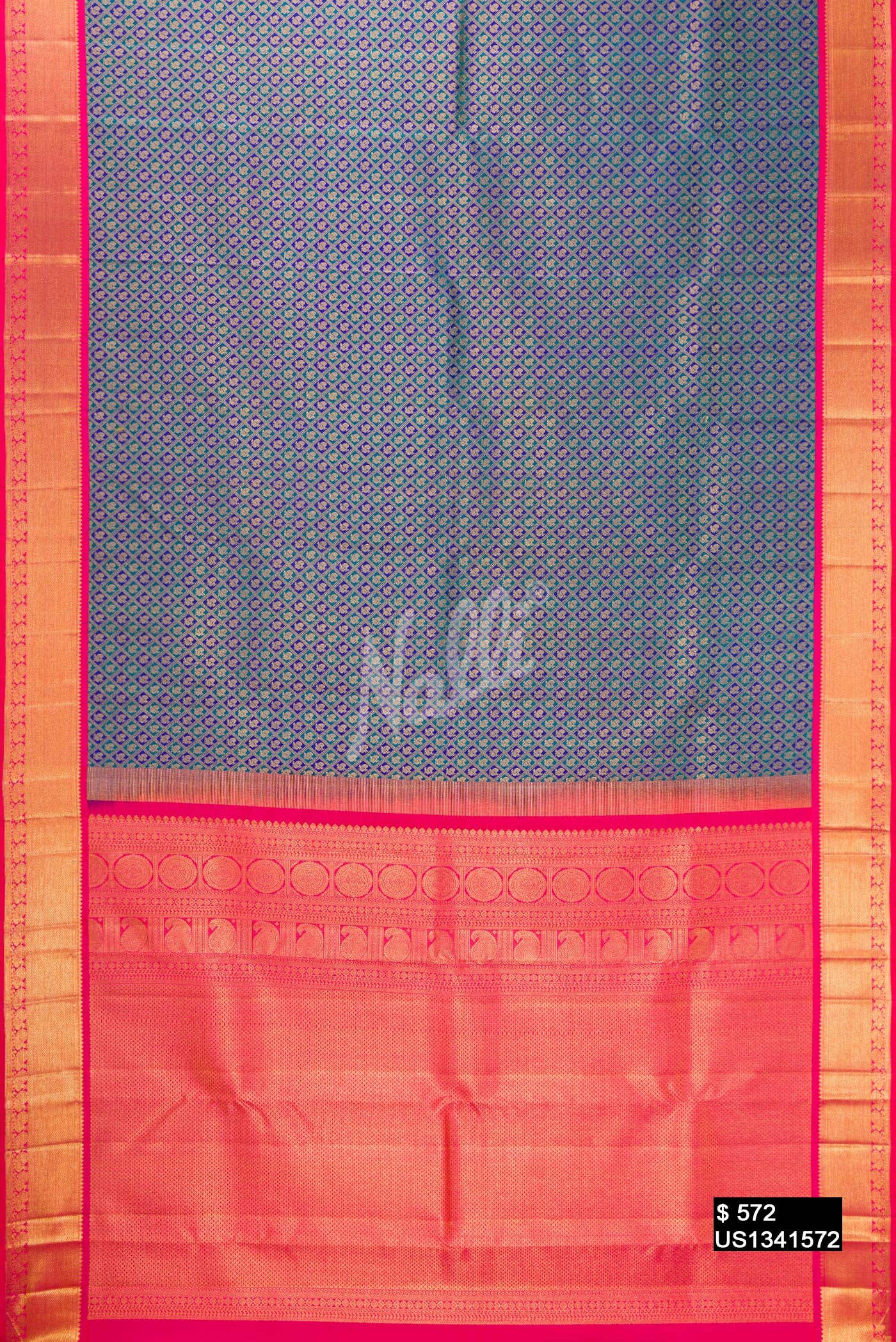 Peacock Blue Kanchipuram Silk Saree