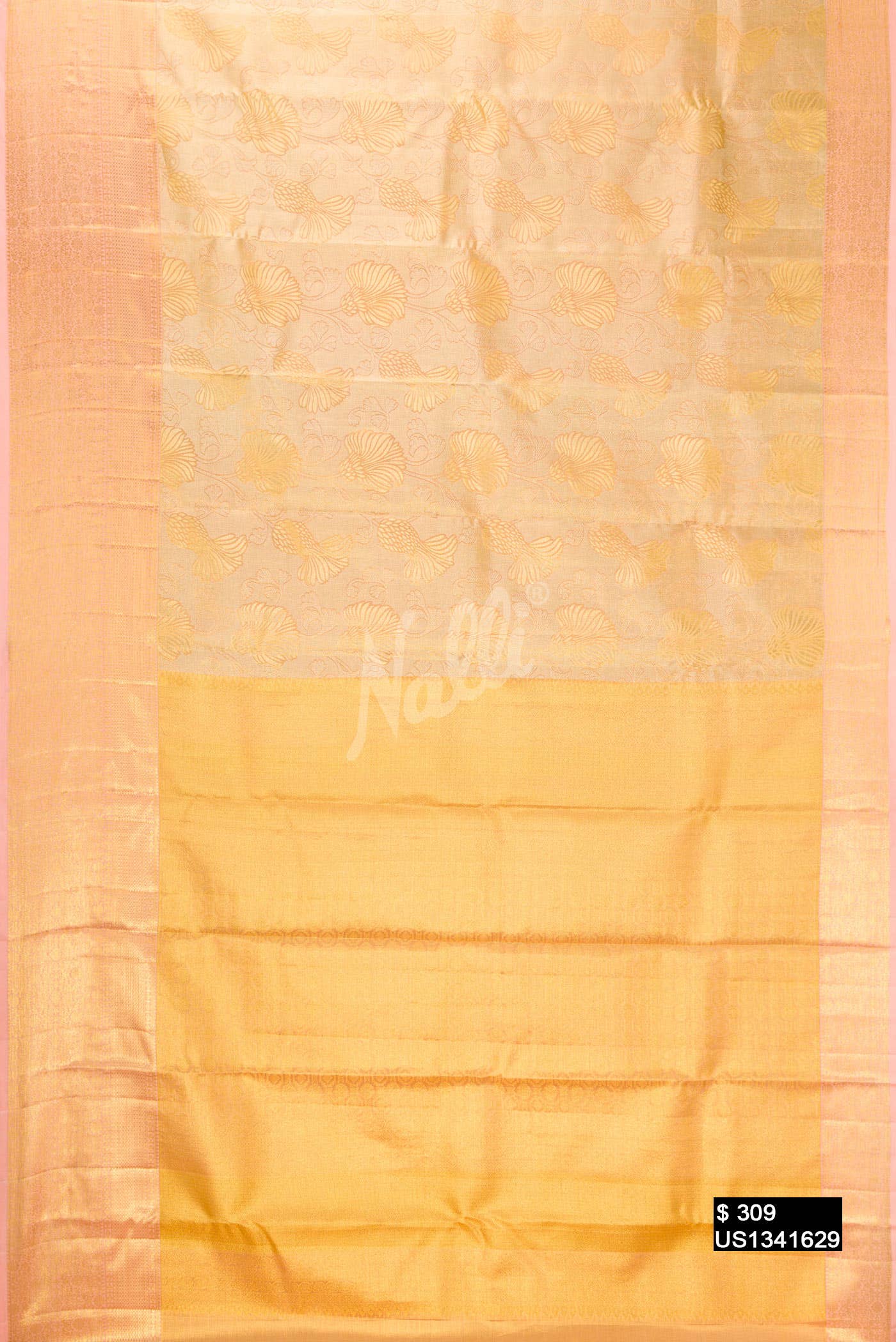 Golden Peach Kanchipuram Tissue Silk Saree